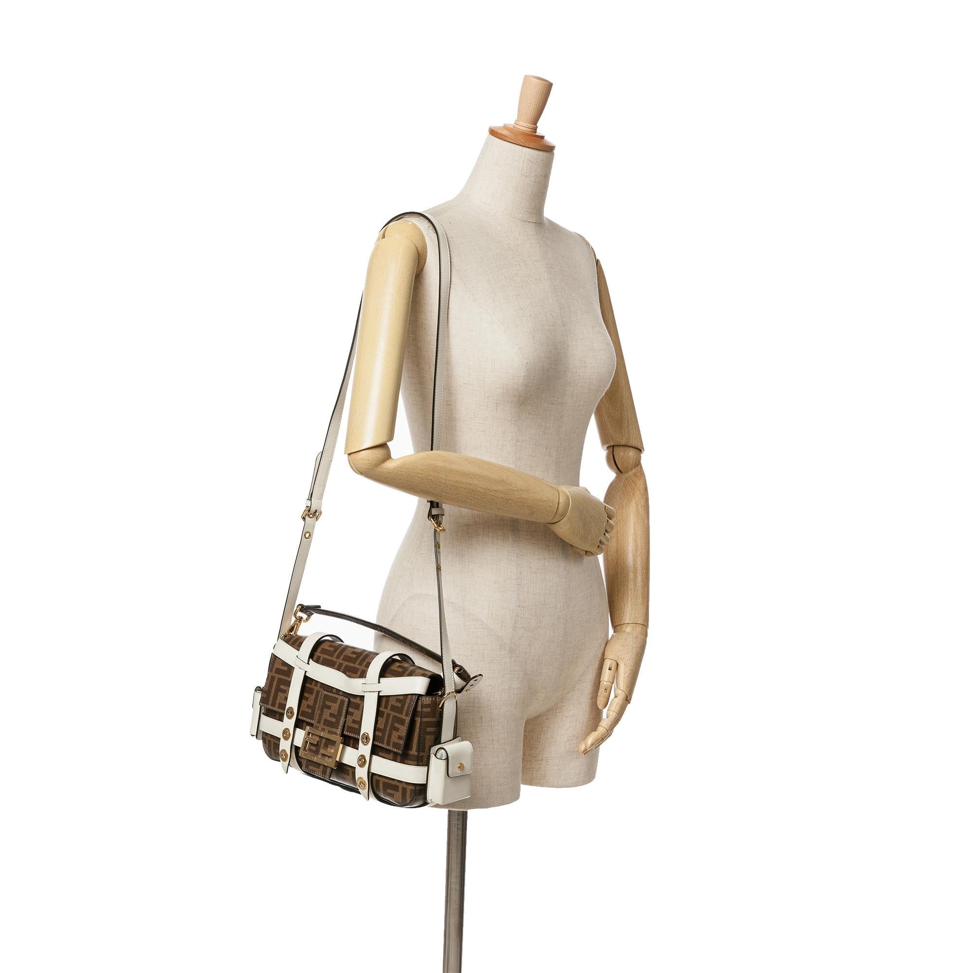 Fendi Zucca Glazed Fabric Cage Baguette Satchel