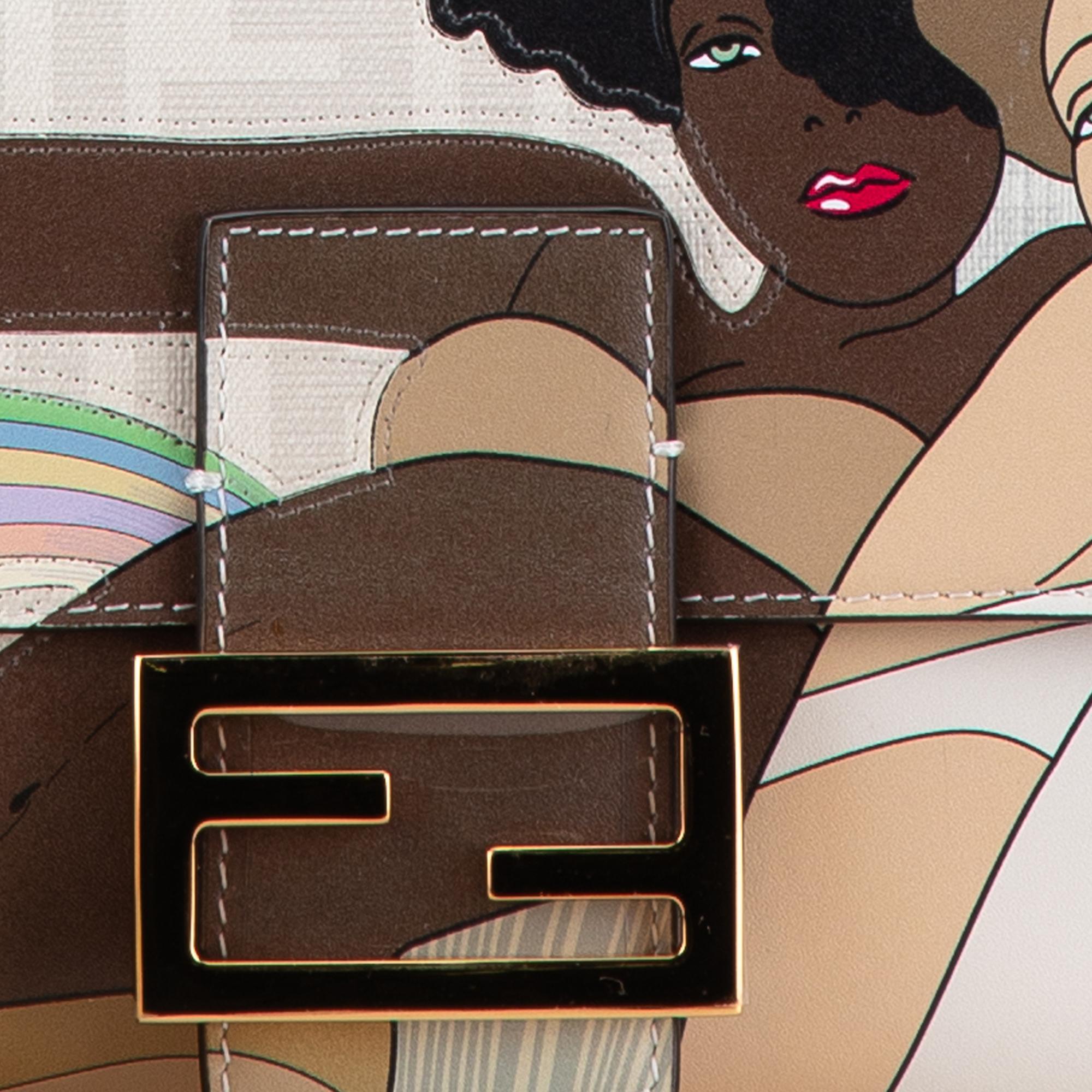 Fendi Zucca Graphic Print Coated Canvas Bikini Girls Baguette Satchel
