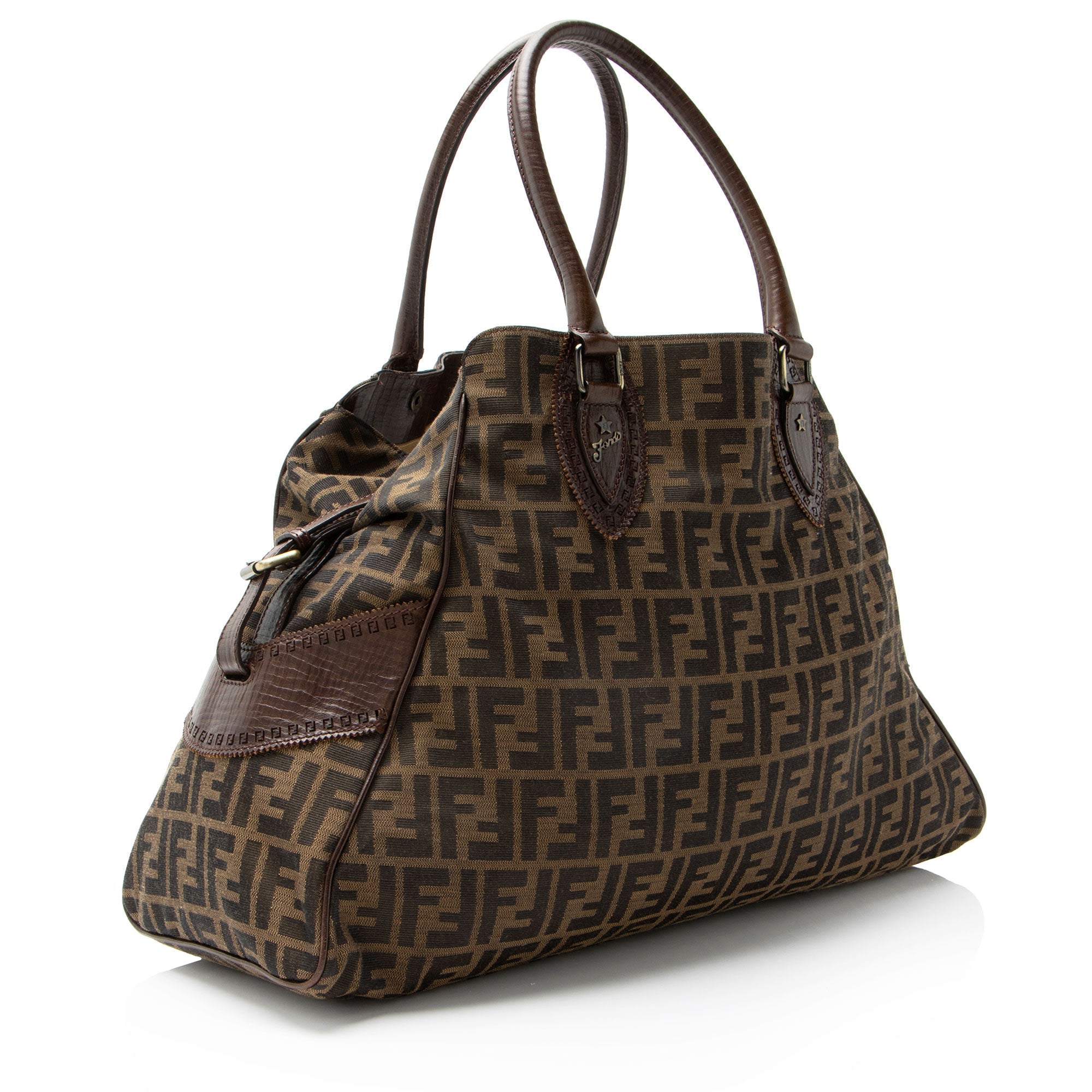 Fendi Zucca Leather Du Jour Large Tote