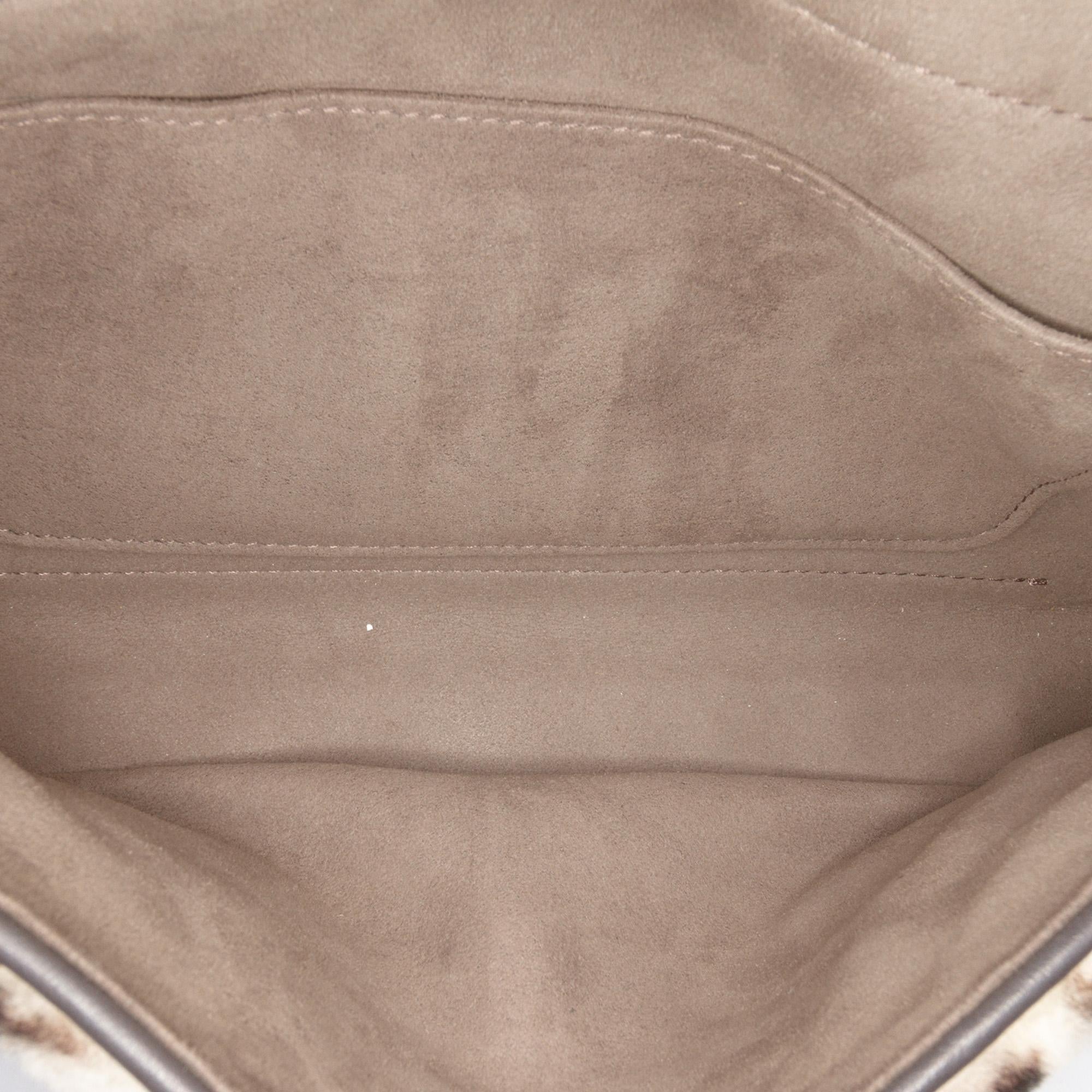 Fendi Zucca Shearling Double F Baguette Satchel