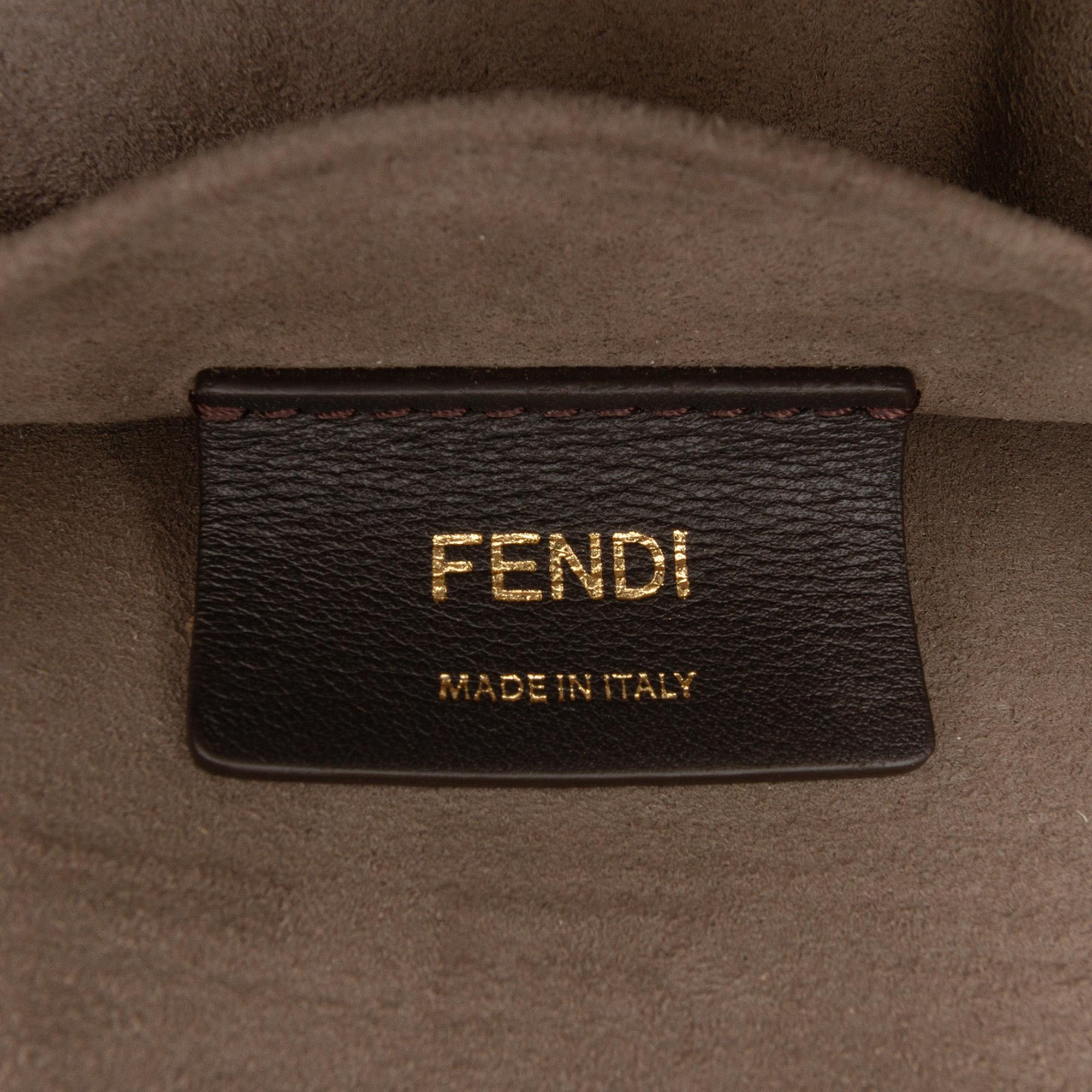 Fendi Zucca Shearling Double F Baguette Satchel