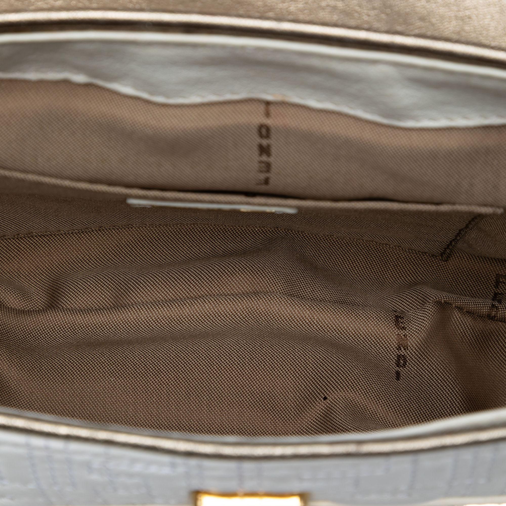 Fendi Zucca Stitched Leather Mirrored Vanity Bag