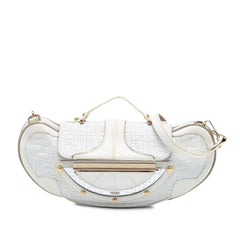 Fendi Zucca Stitched Leather Mirrored Vanity Bag