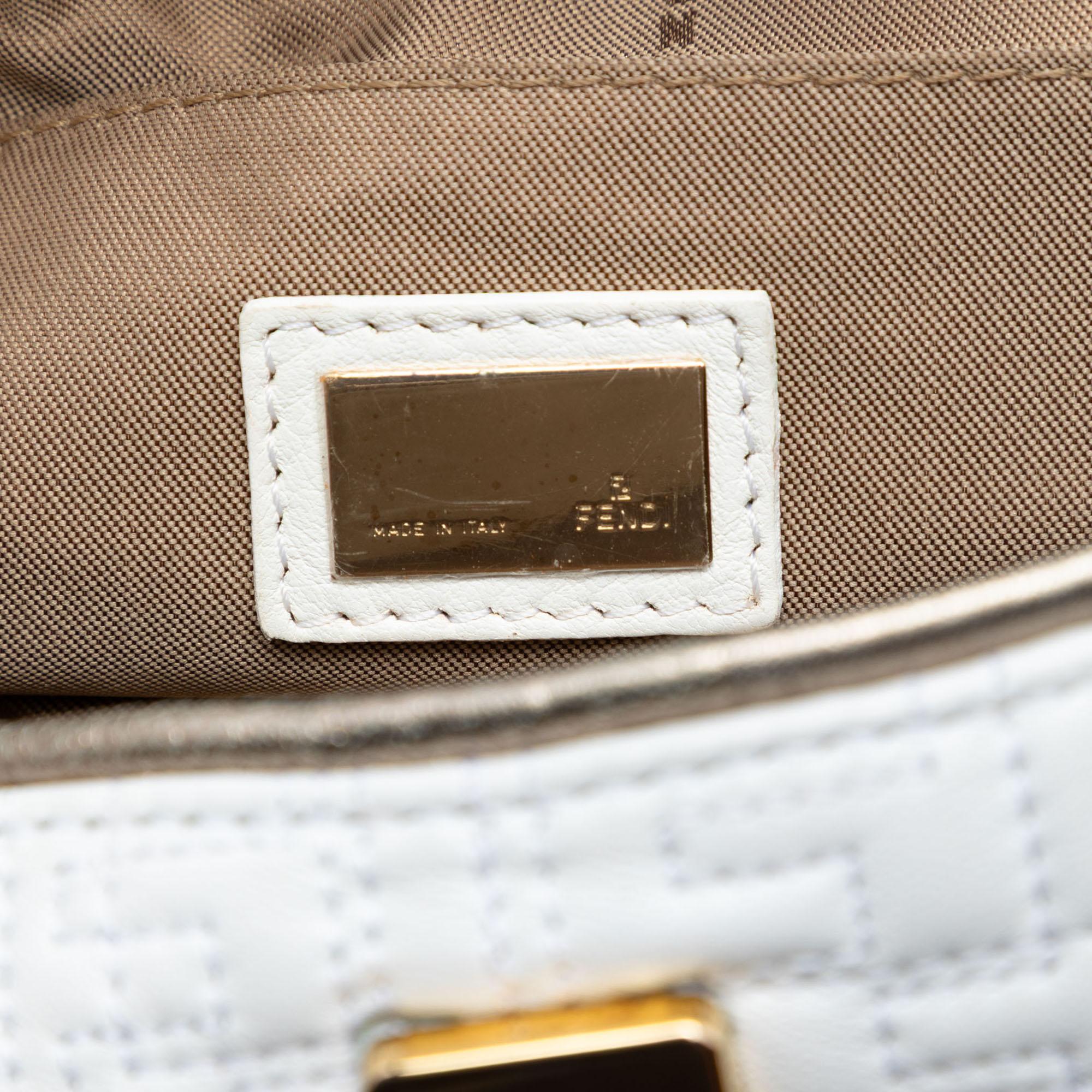 Fendi Zucca Stitched Leather Mirrored Vanity Bag