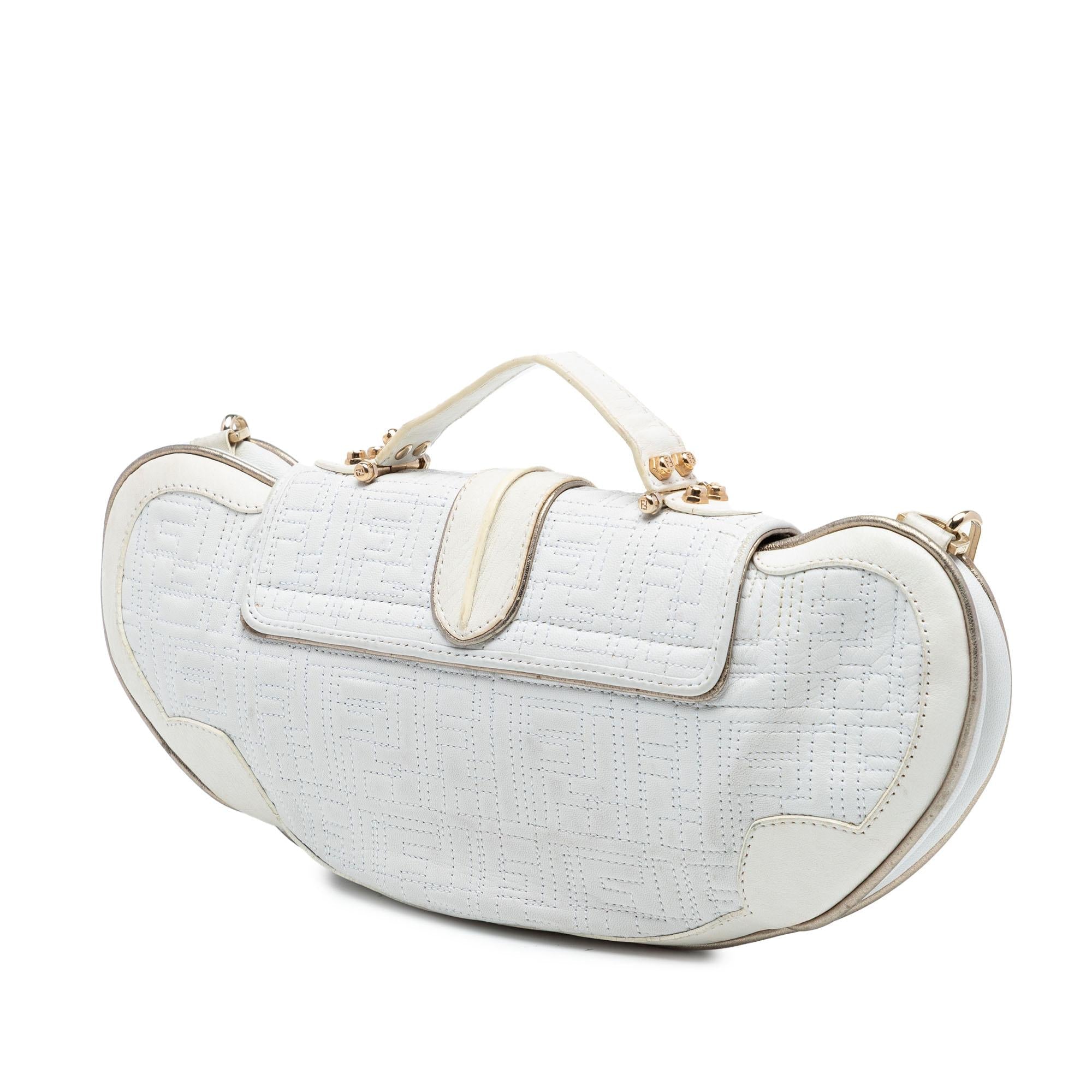Fendi Zucca Stitched Leather Mirrored Vanity Bag
