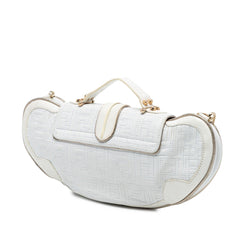 Fendi Zucca Stitched Leather Mirrored Vanity Bag