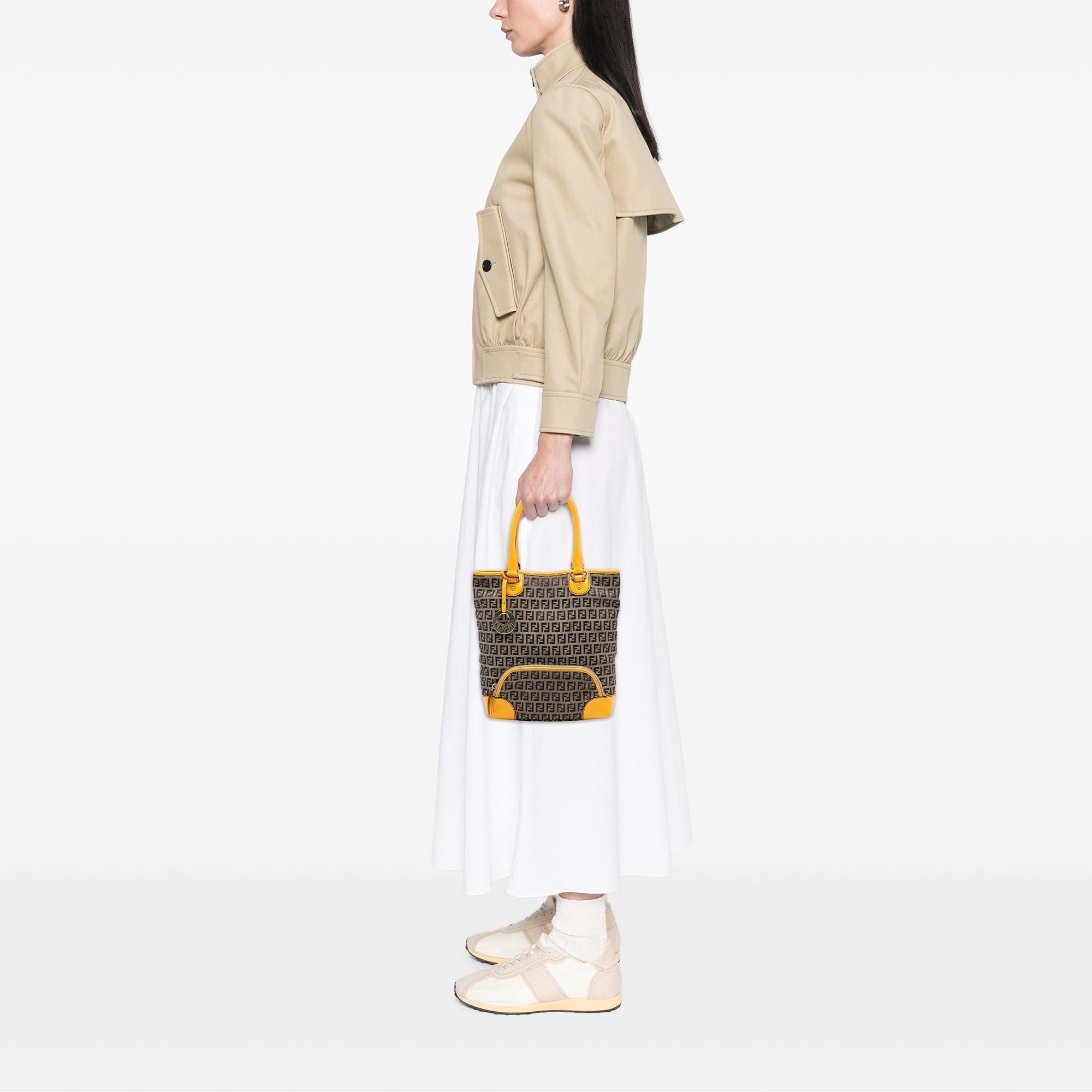 Fendi Zucchino Canvas Chef Front Pocket Shopping Tote