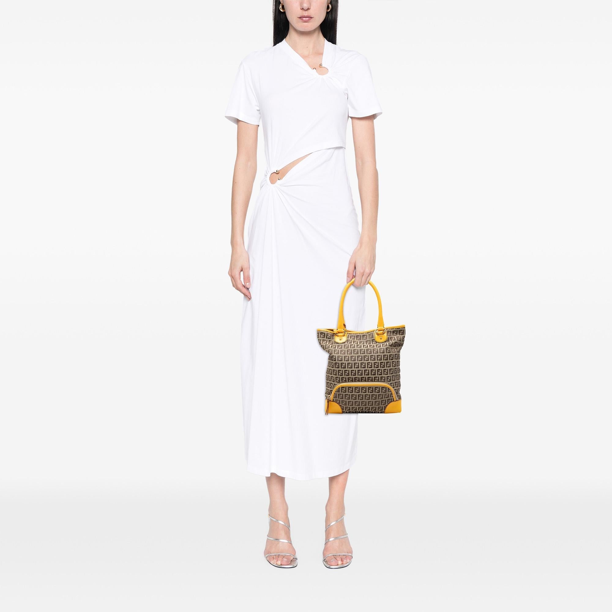 Fendi Zucchino Canvas Chef Front Pocket Shopping Tote