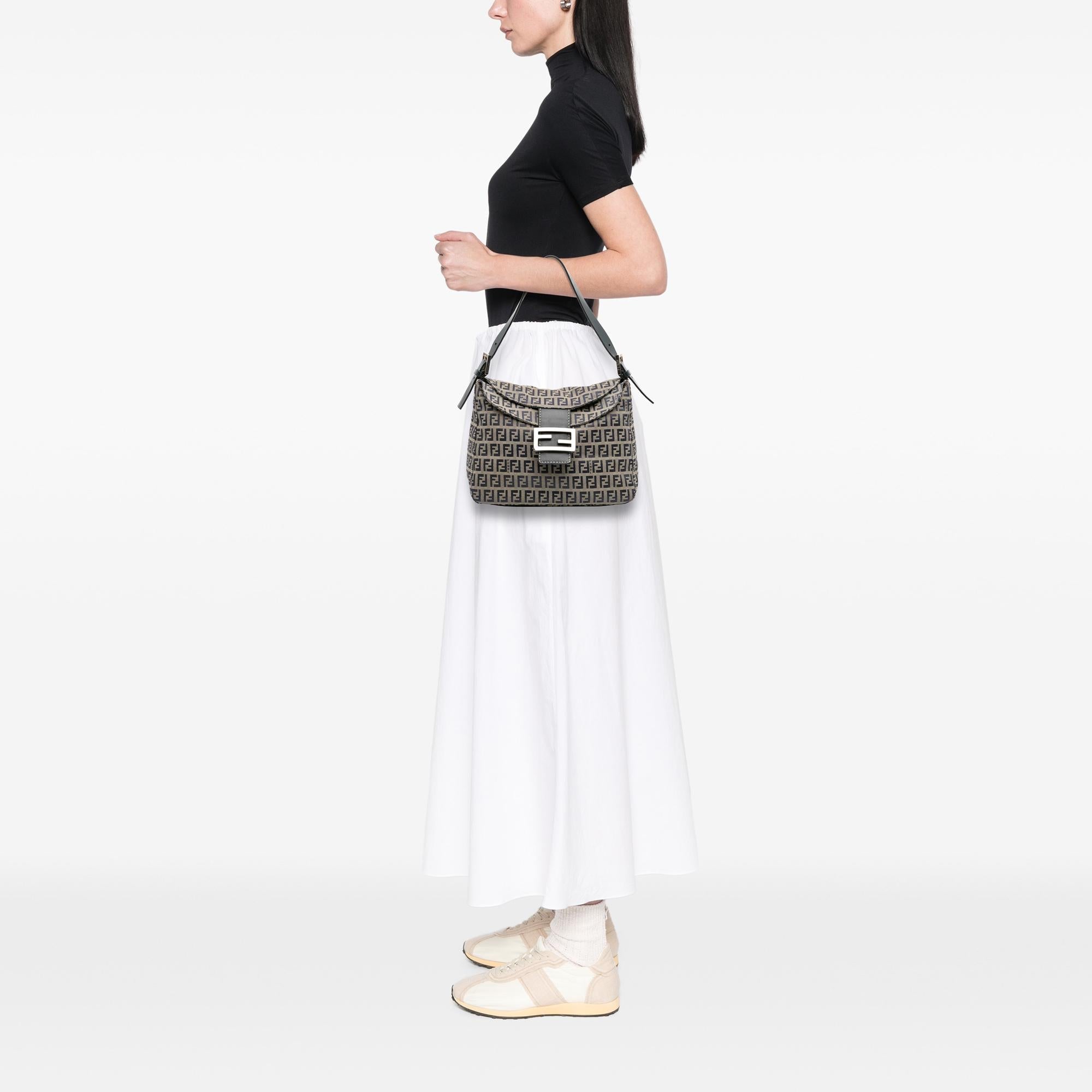 Fendi Zucchino Canvas Double Flap Mamma