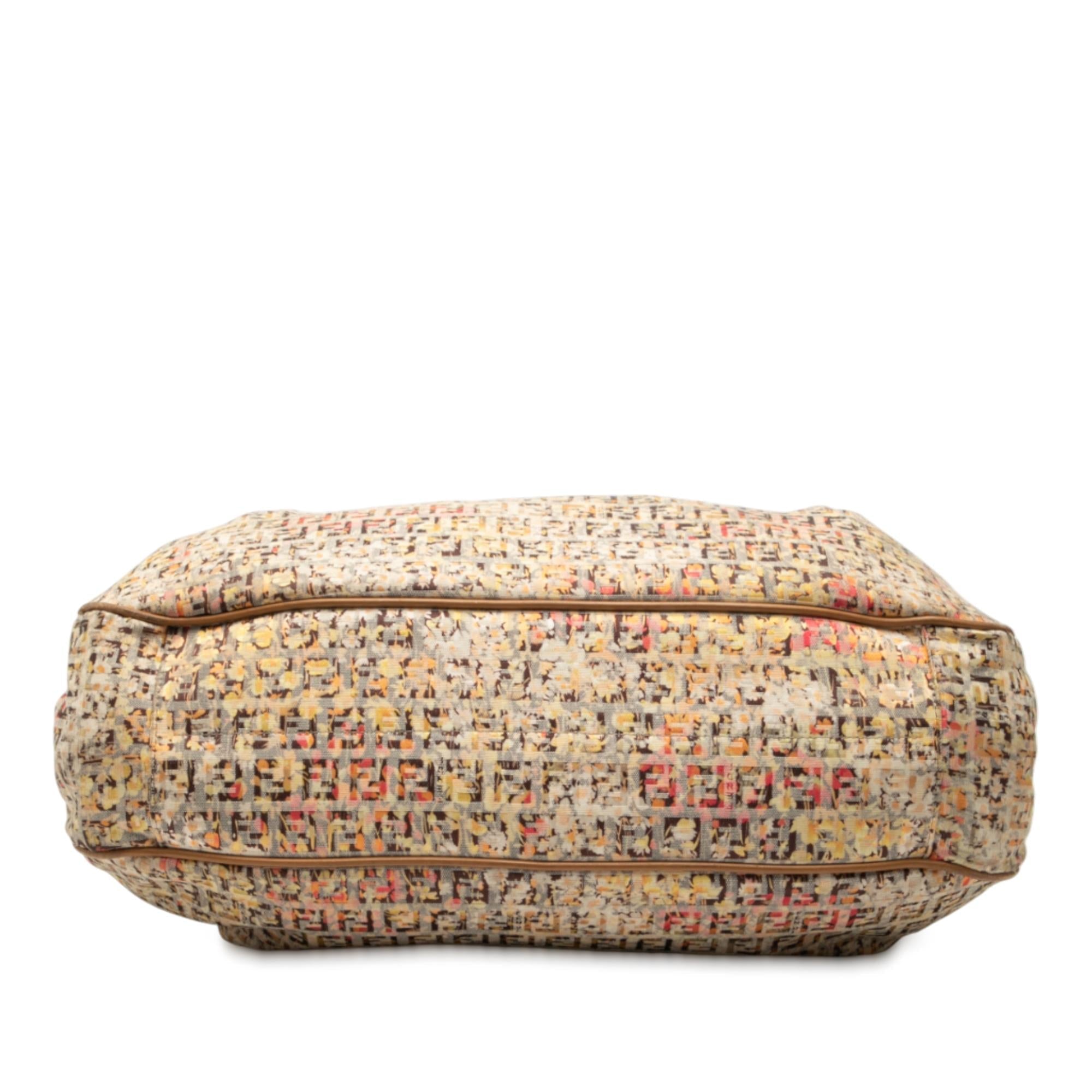 Fendi Zucchino Canvas Floral Shoulder Bag