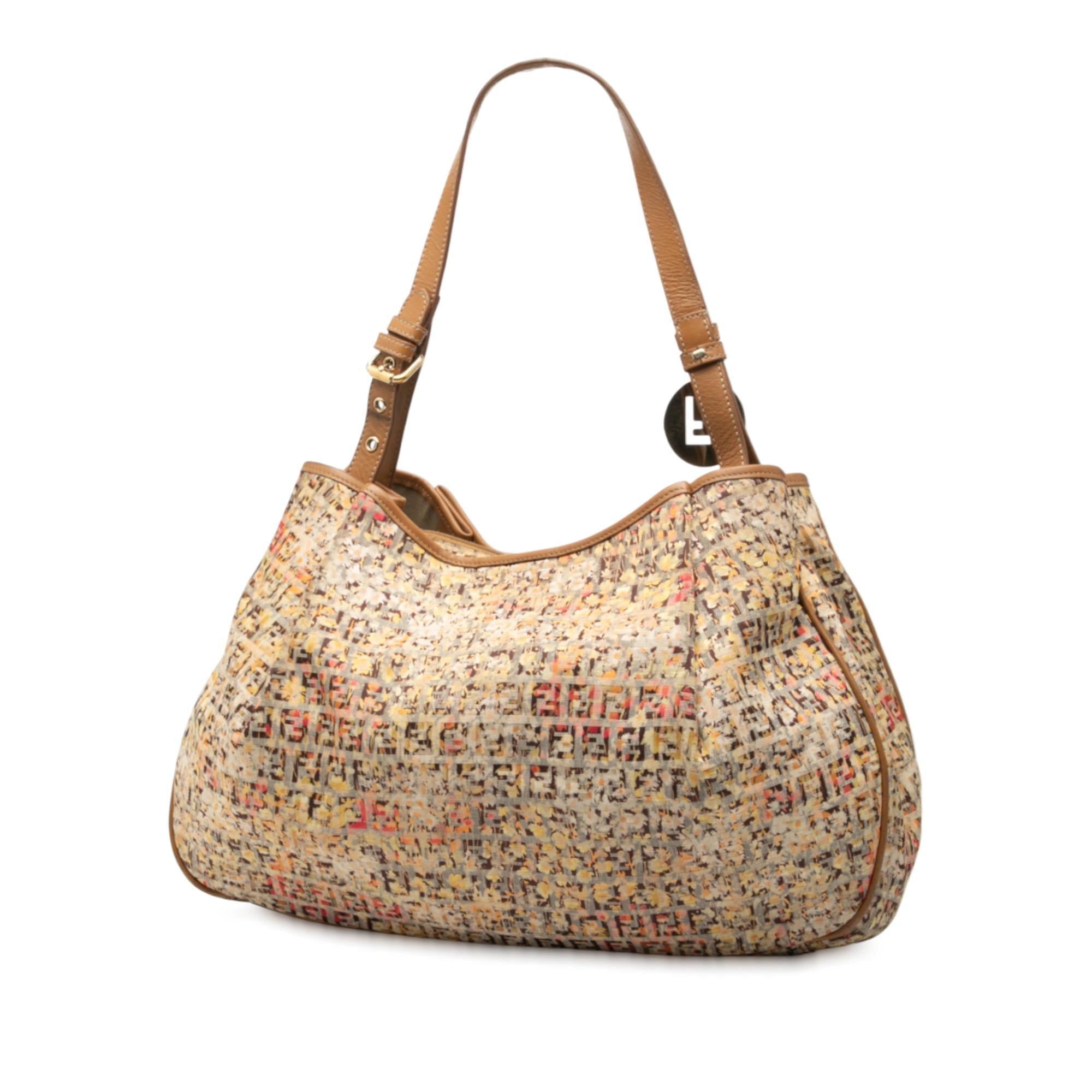 Fendi Zucchino Canvas Floral Shoulder Bag