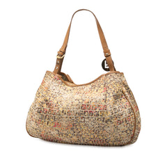 Fendi Zucchino Canvas Floral Shoulder Bag