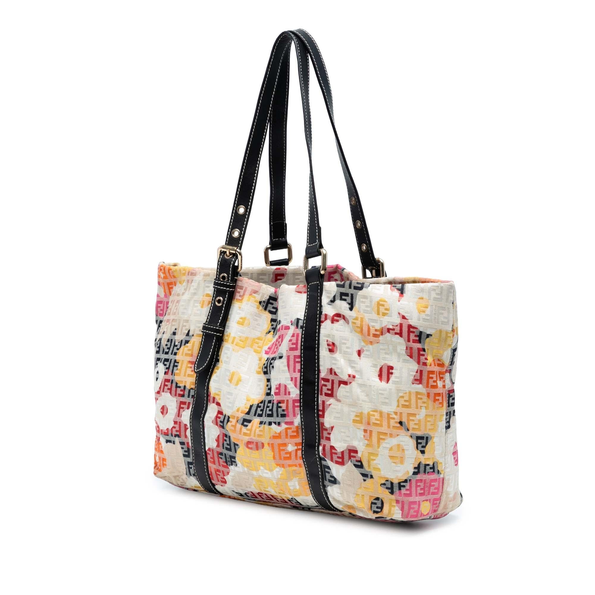 Fendi Zucchino Canvas Floral Superstar Tote