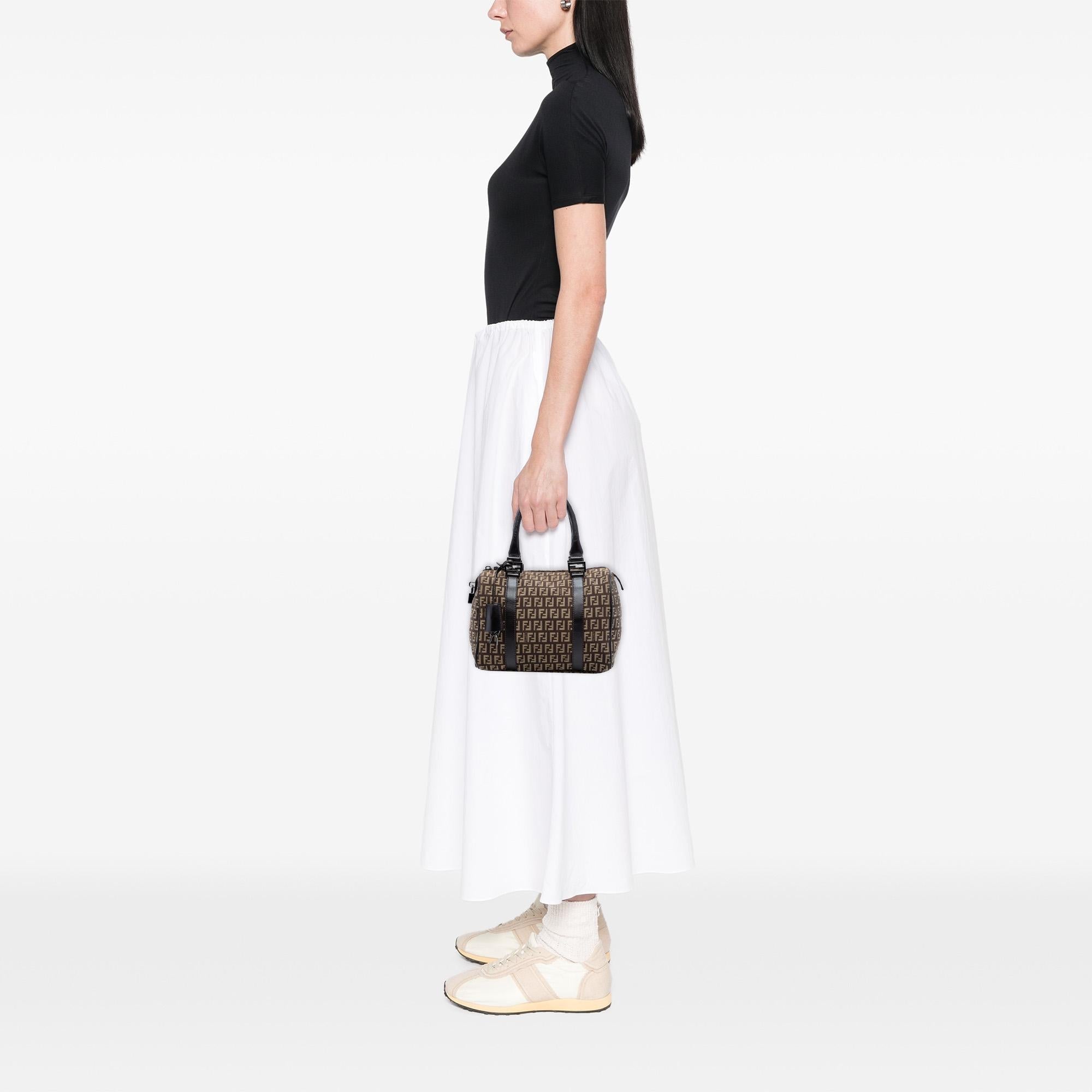 Fendi Zucchino Canvas Forever Boston Bag