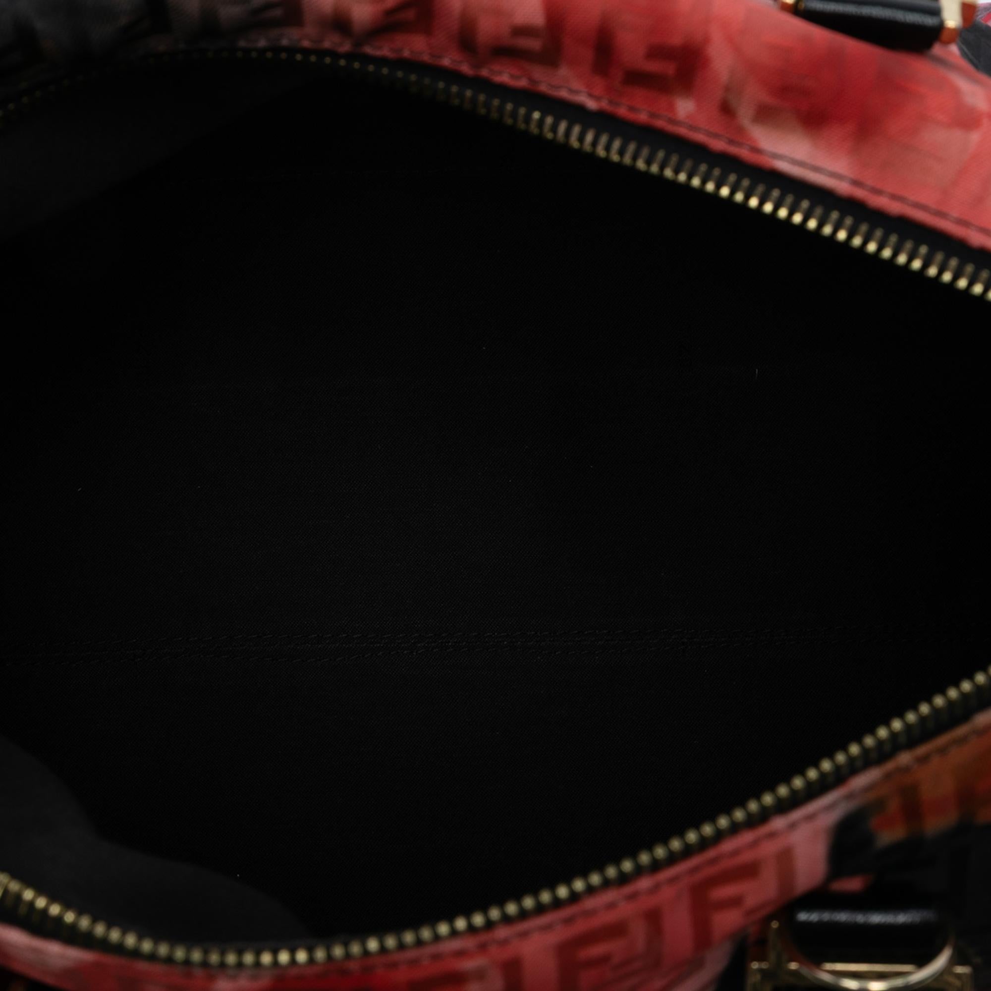 Fendi Zucchino Canvas Forever Floral Boston Bag