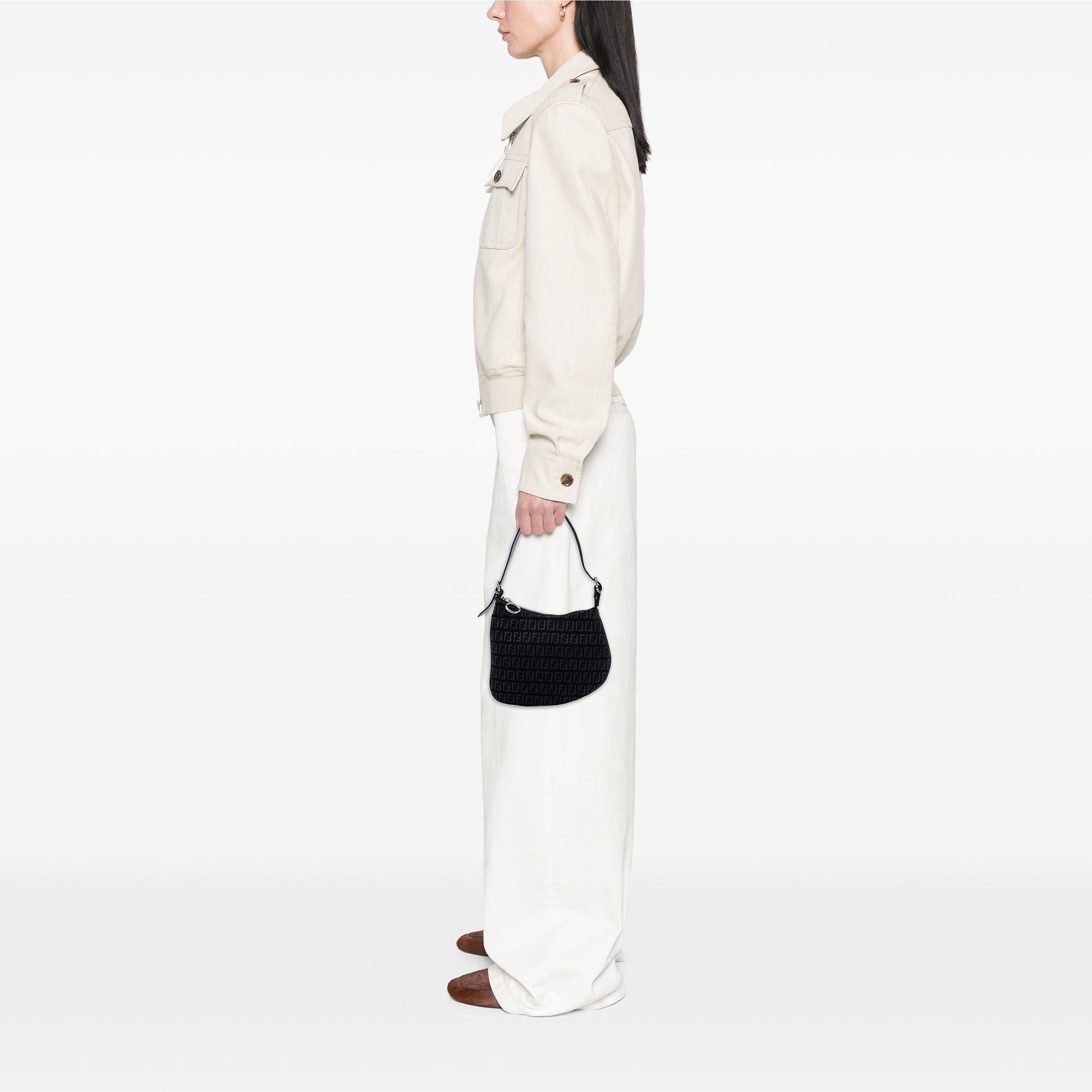 Fendi Zucchino Canvas Oyster Shoulder Bag