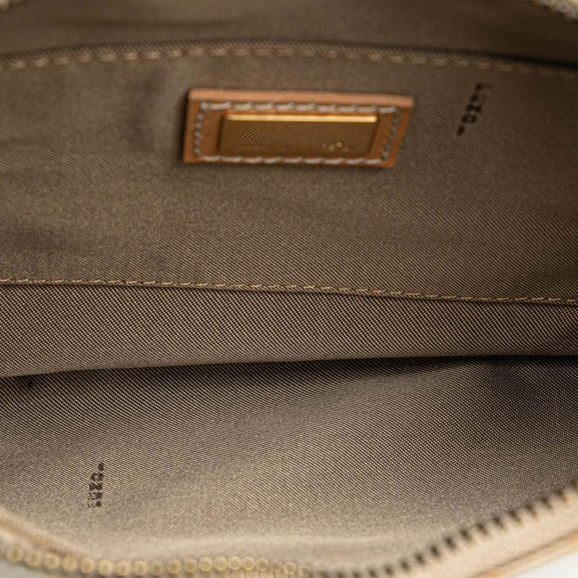 Fendi Zucchino Canvas Oyster Shoulder Bag
