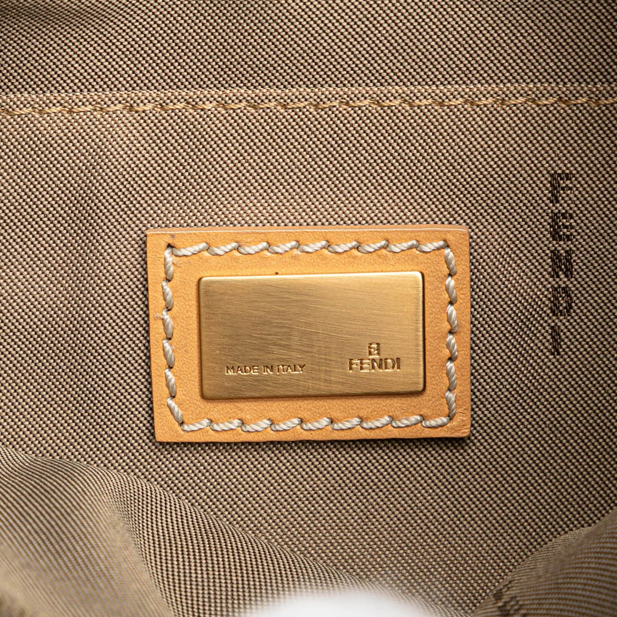 Fendi Zucchino Canvas Oyster Shoulder Bag