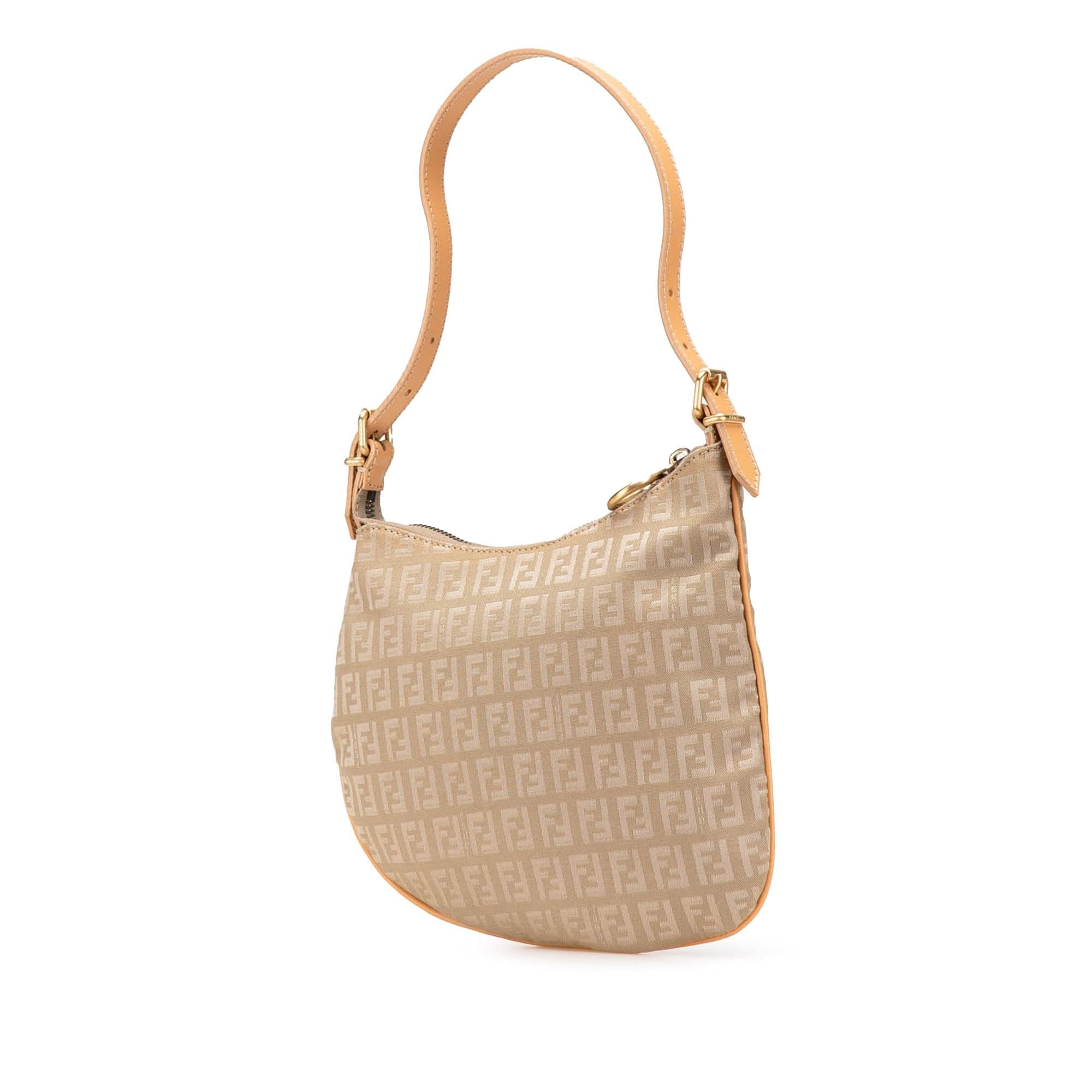 Fendi Zucchino Canvas Oyster Shoulder Bag