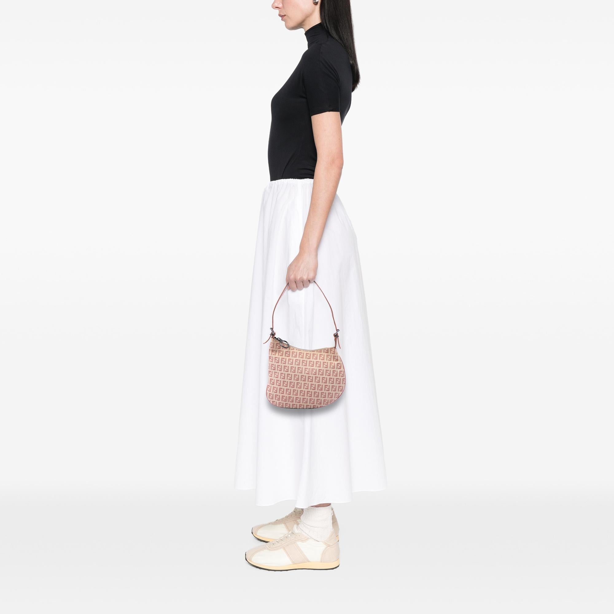 Fendi Zucchino Canvas Oyster Shoulder Bag