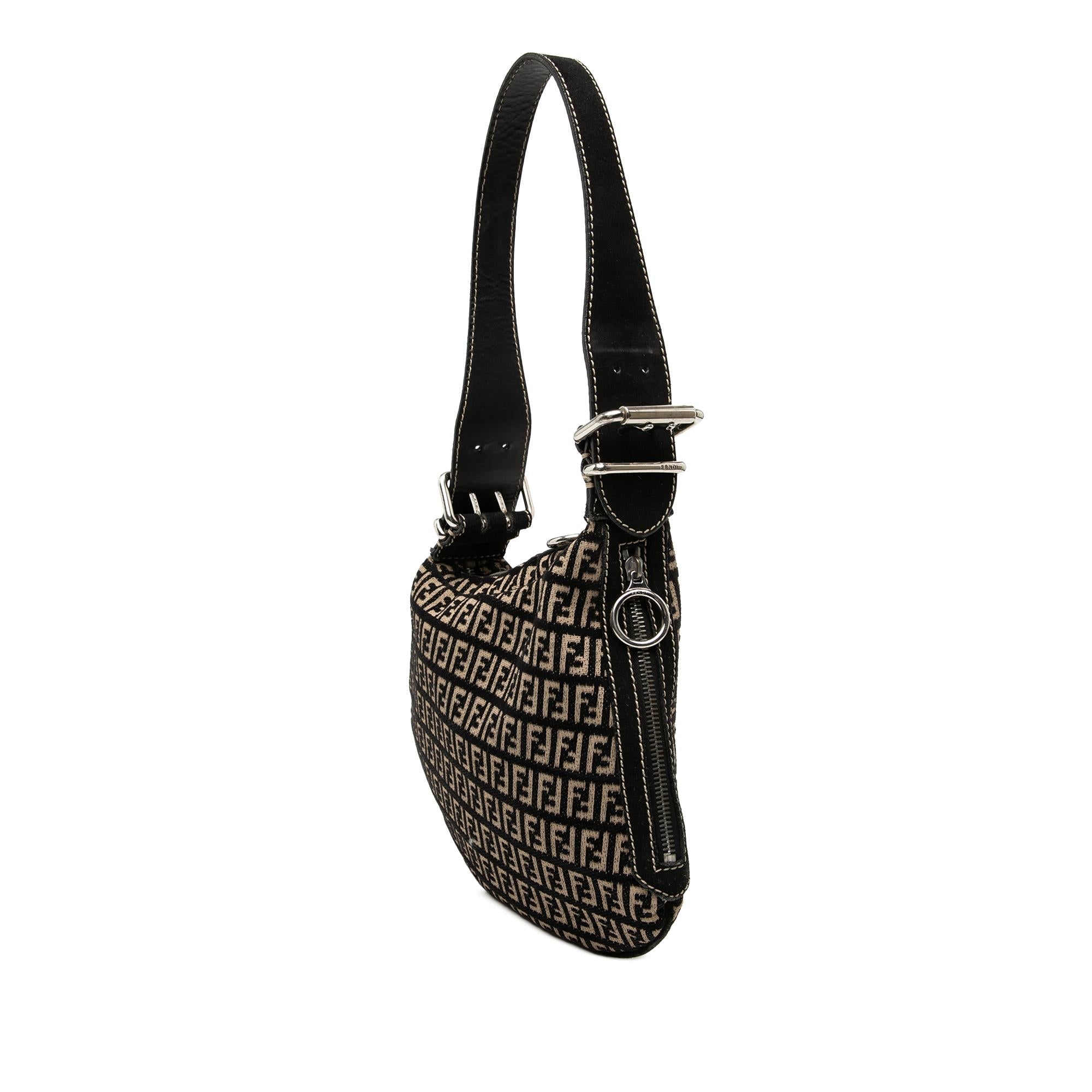 Fendi Zucchino Canvas Oyster Shoulder Bag