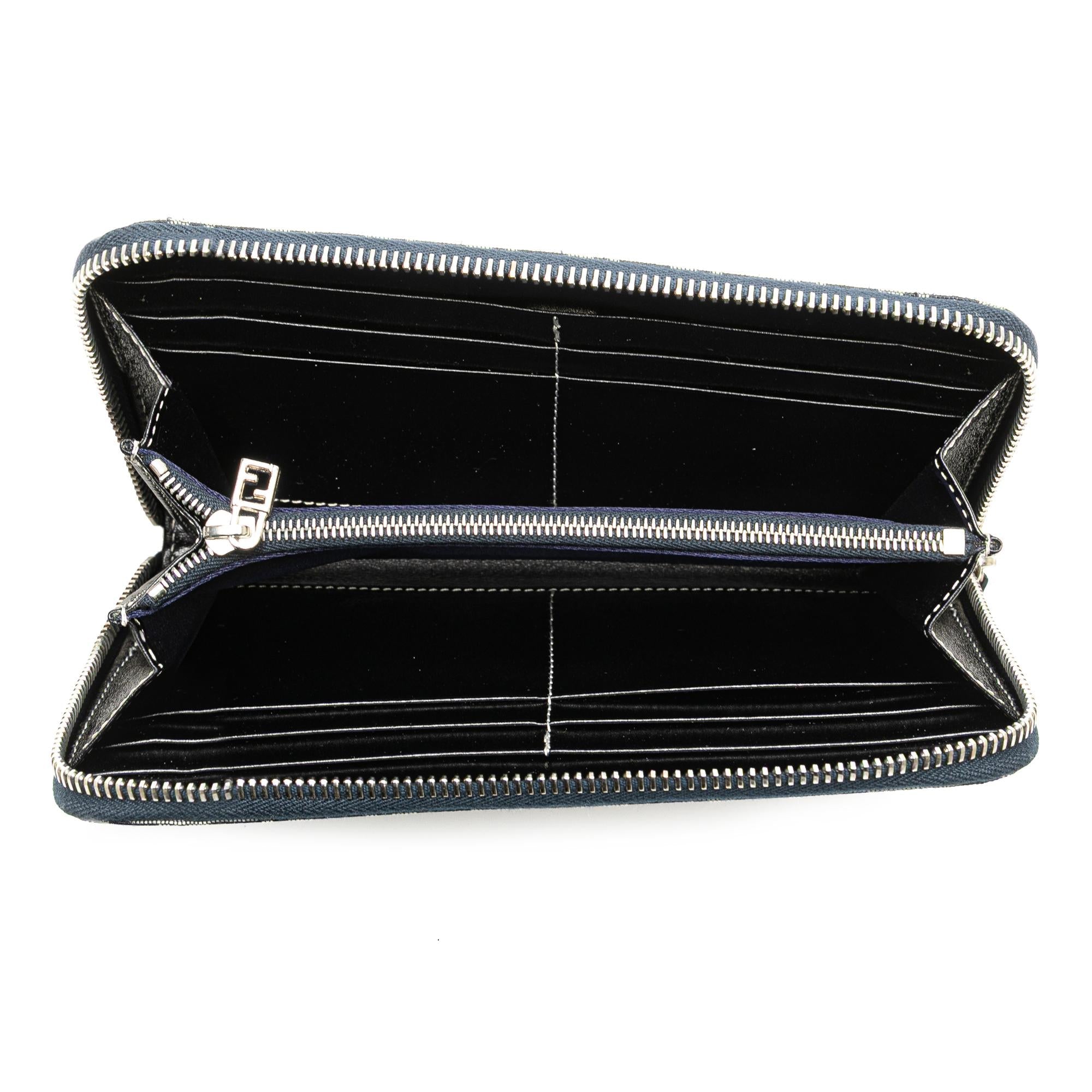 Fendi Zucchino Canvas Zip Around Long Wallet