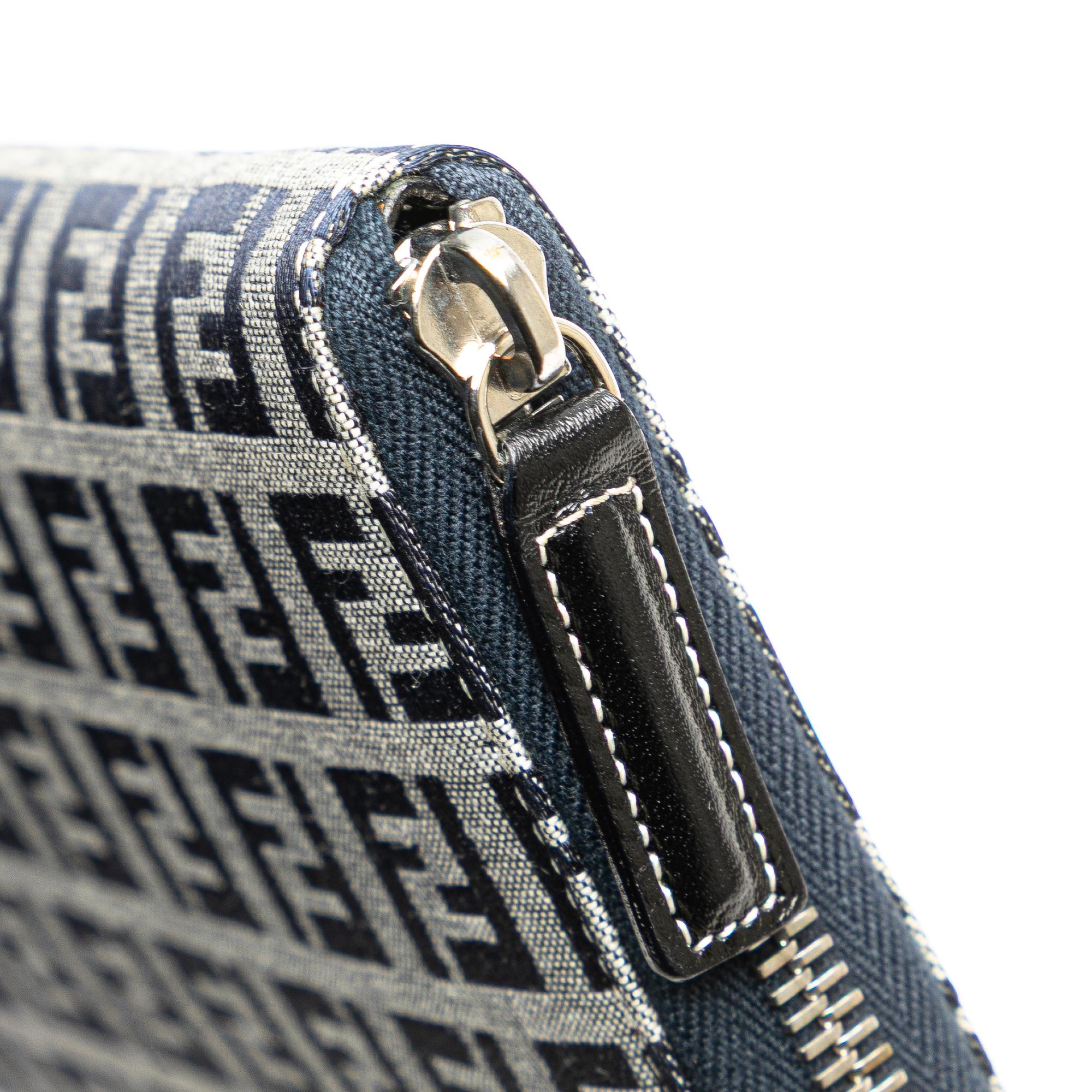 Fendi Zucchino Canvas Zip Around Long Wallet