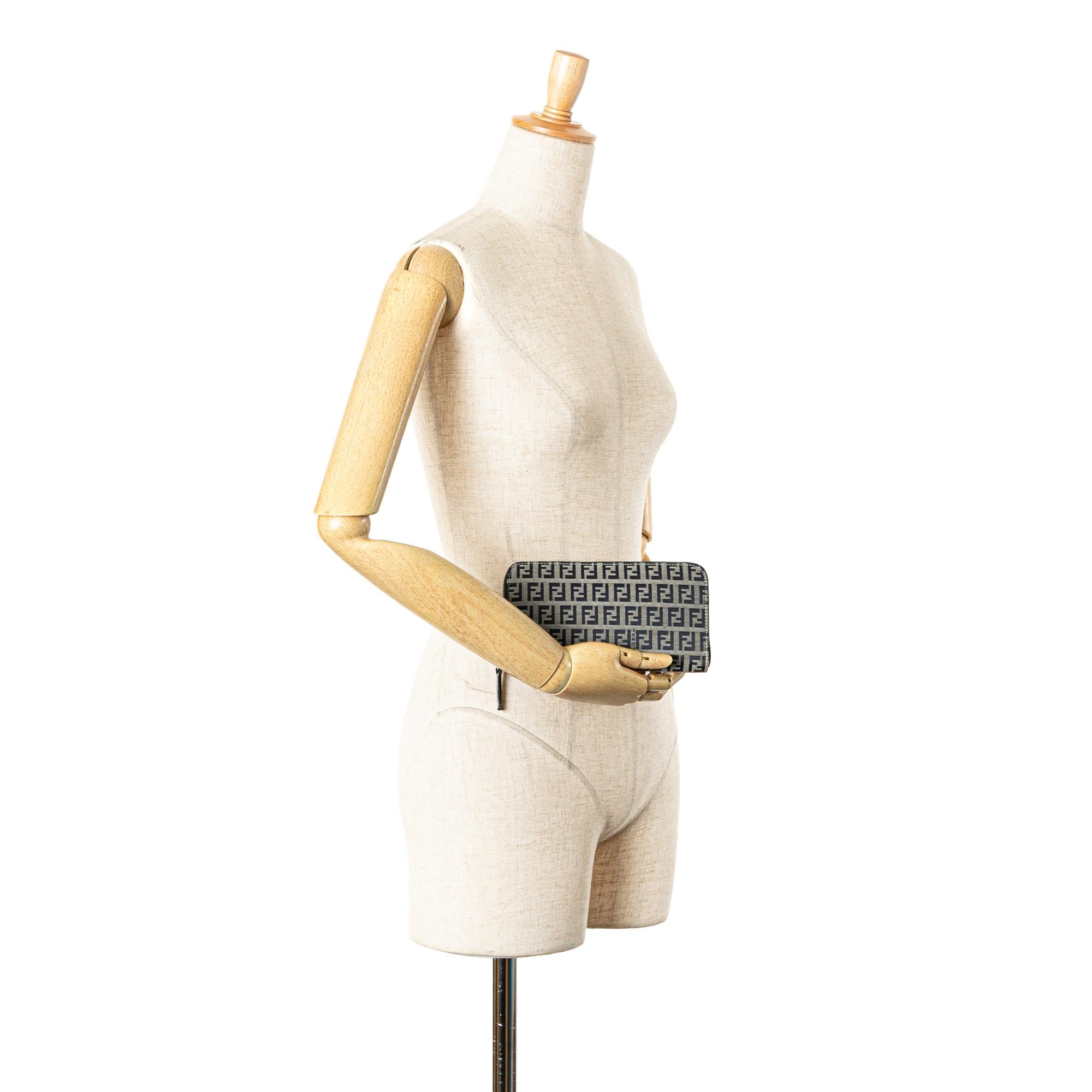 Fendi Zucchino Canvas Zip Around Long Wallet