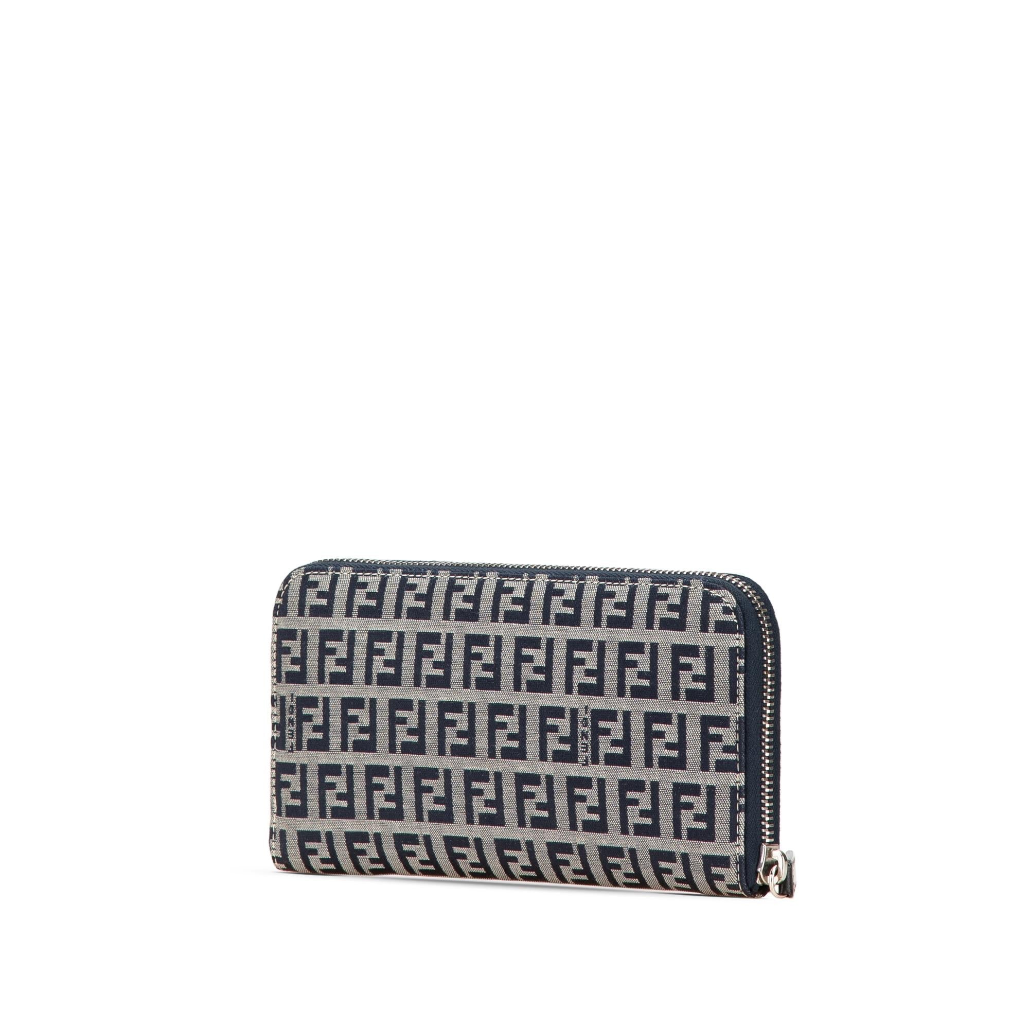 Fendi Zucchino Canvas Zip Around Long Wallet