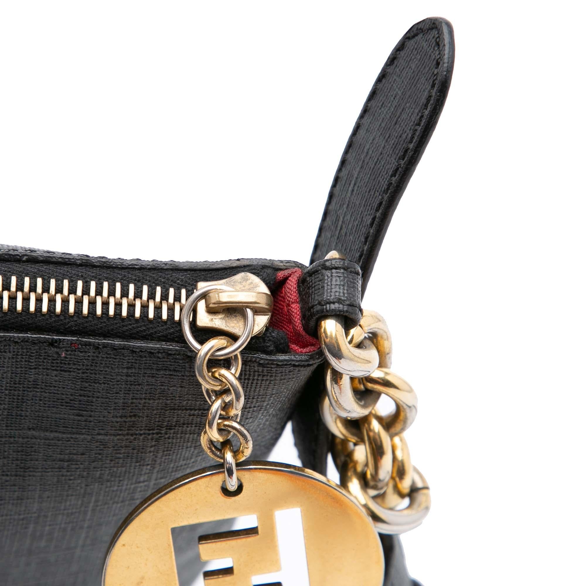 Fendi Zucchino Coated Canvas Charm Zip Crossbody