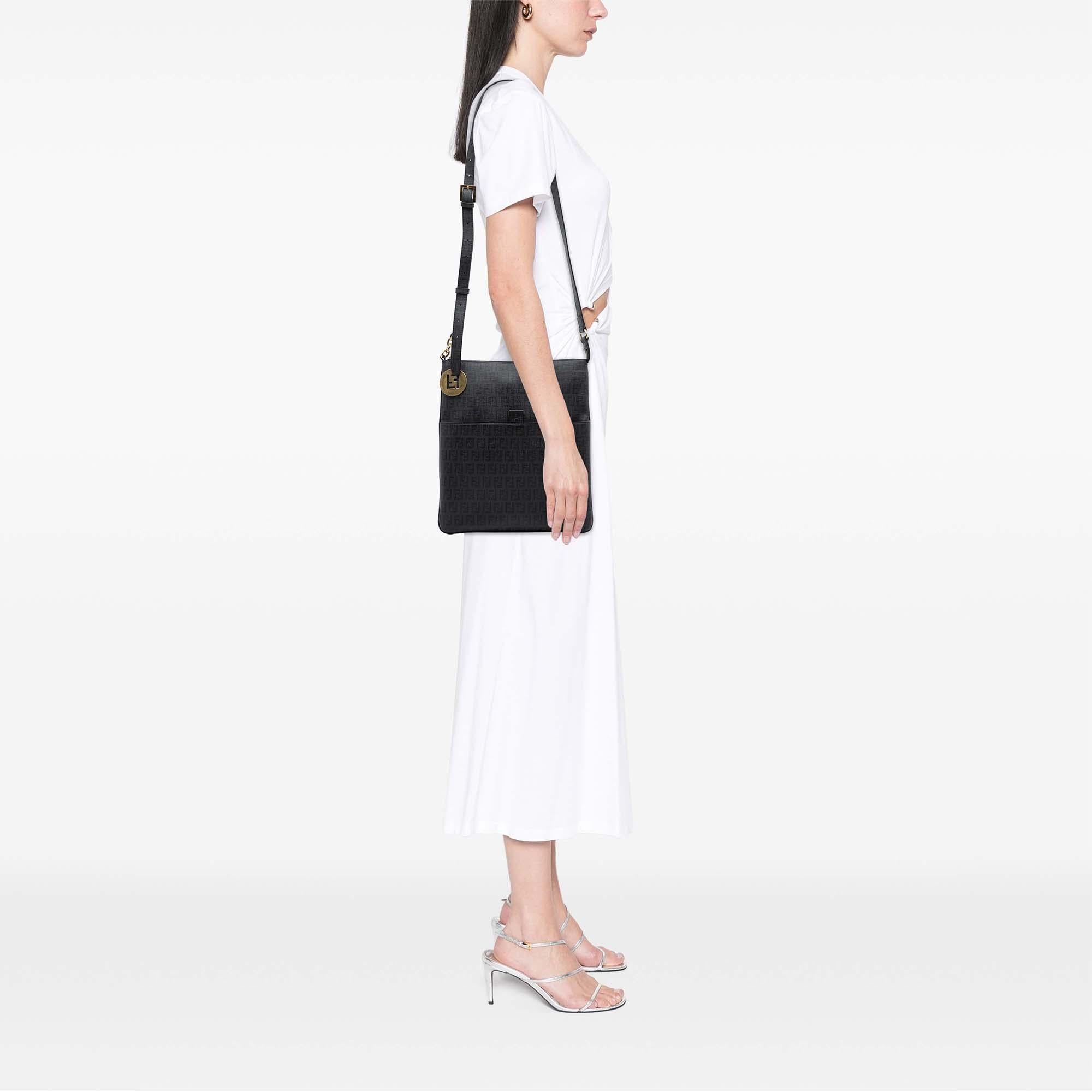 Fendi Zucchino Coated Canvas Charm Zip Crossbody