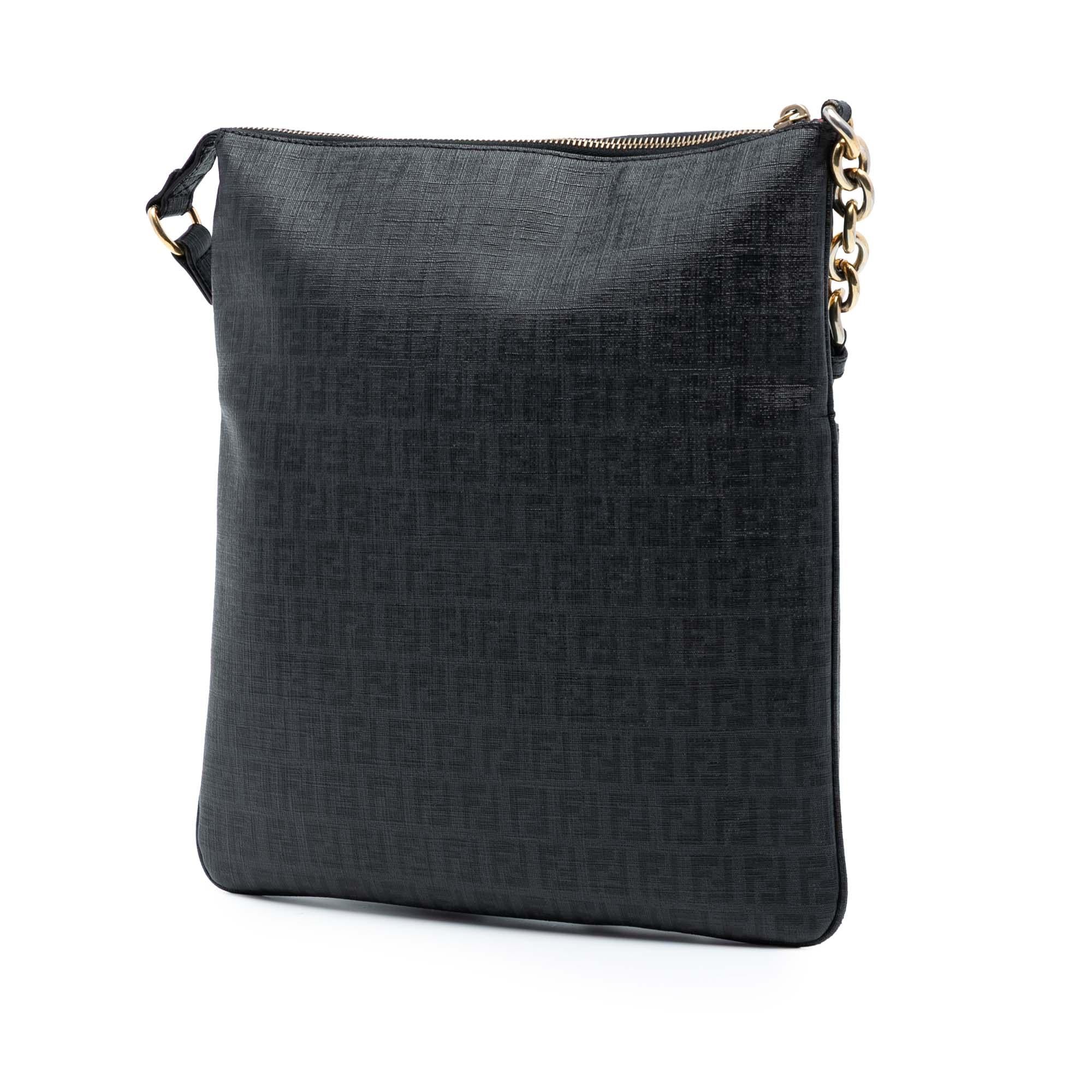 Fendi Zucchino Coated Canvas Charm Zip Crossbody