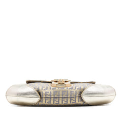 Fendi Zucchino Coated Canvas and Metallic Leather Compilation Shoulder Bag