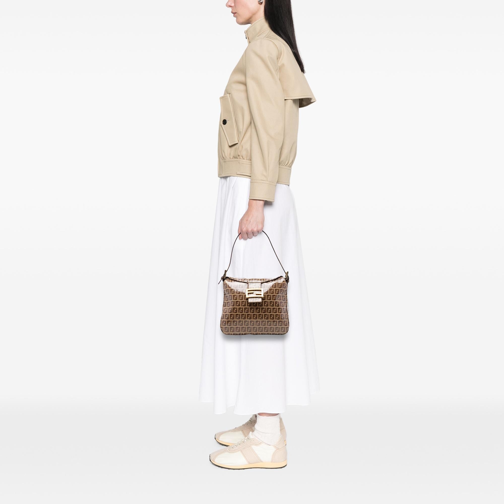 Fendi Zucchino Crystal Double Flap Shoulder Bag