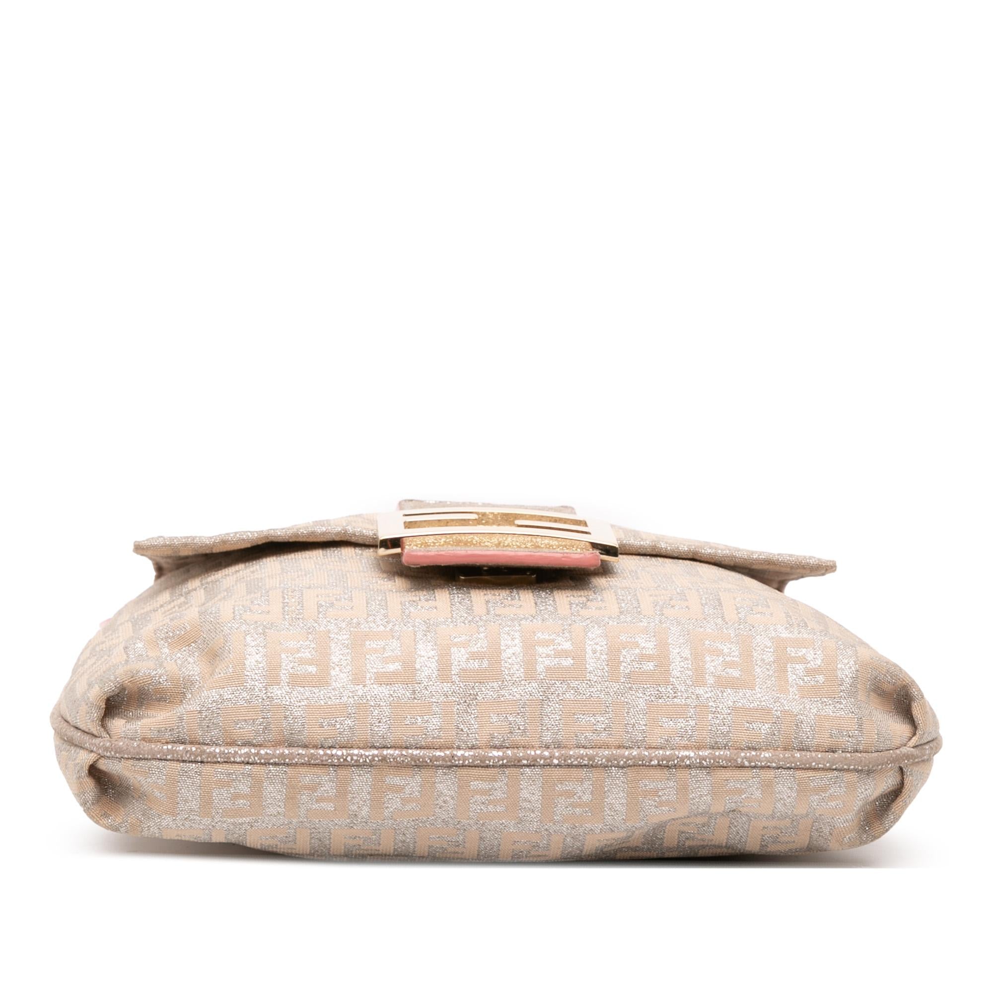 Fendi Zucchino Metallic Canvas Flap Crossbody