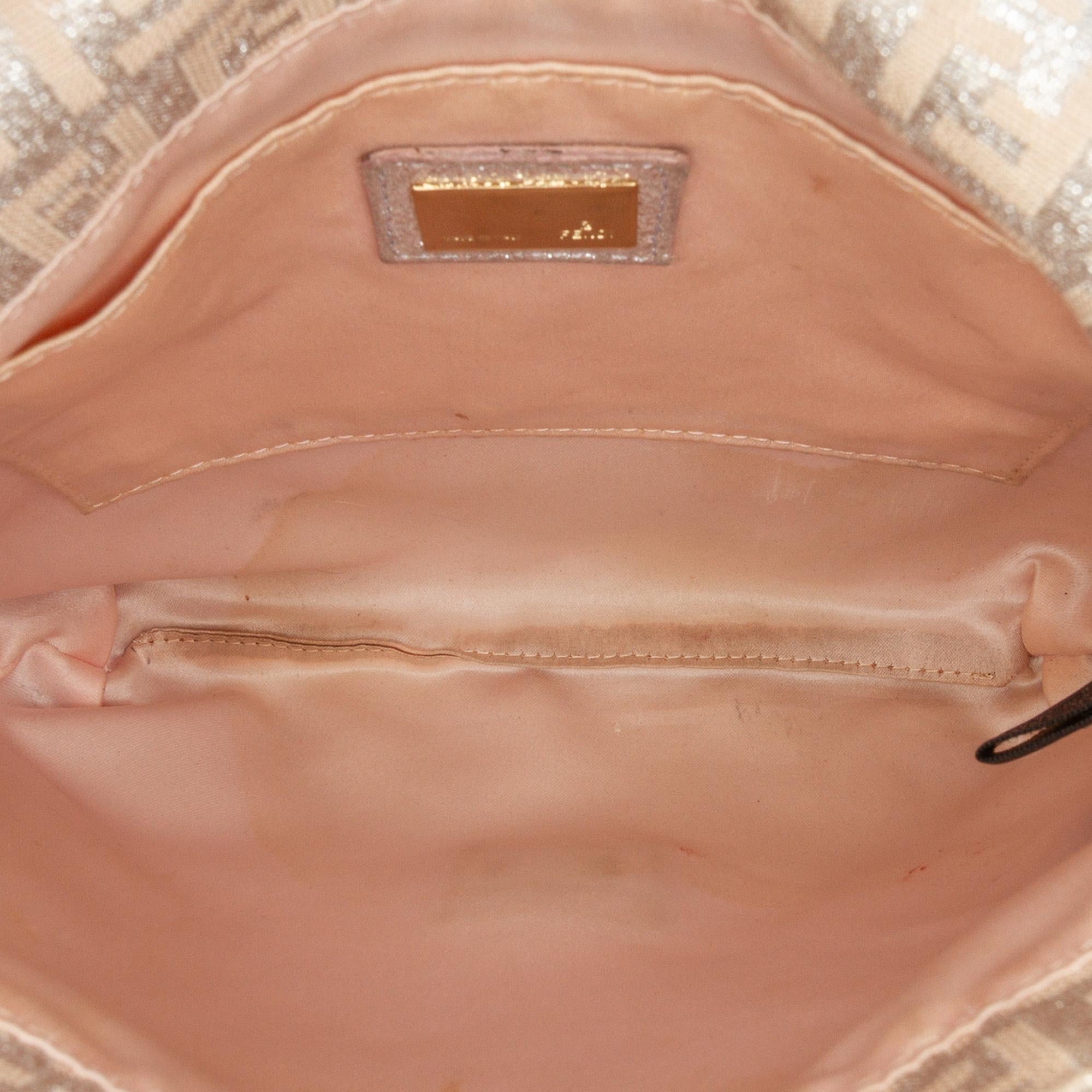 Fendi Zucchino Metallic Canvas Flap Crossbody