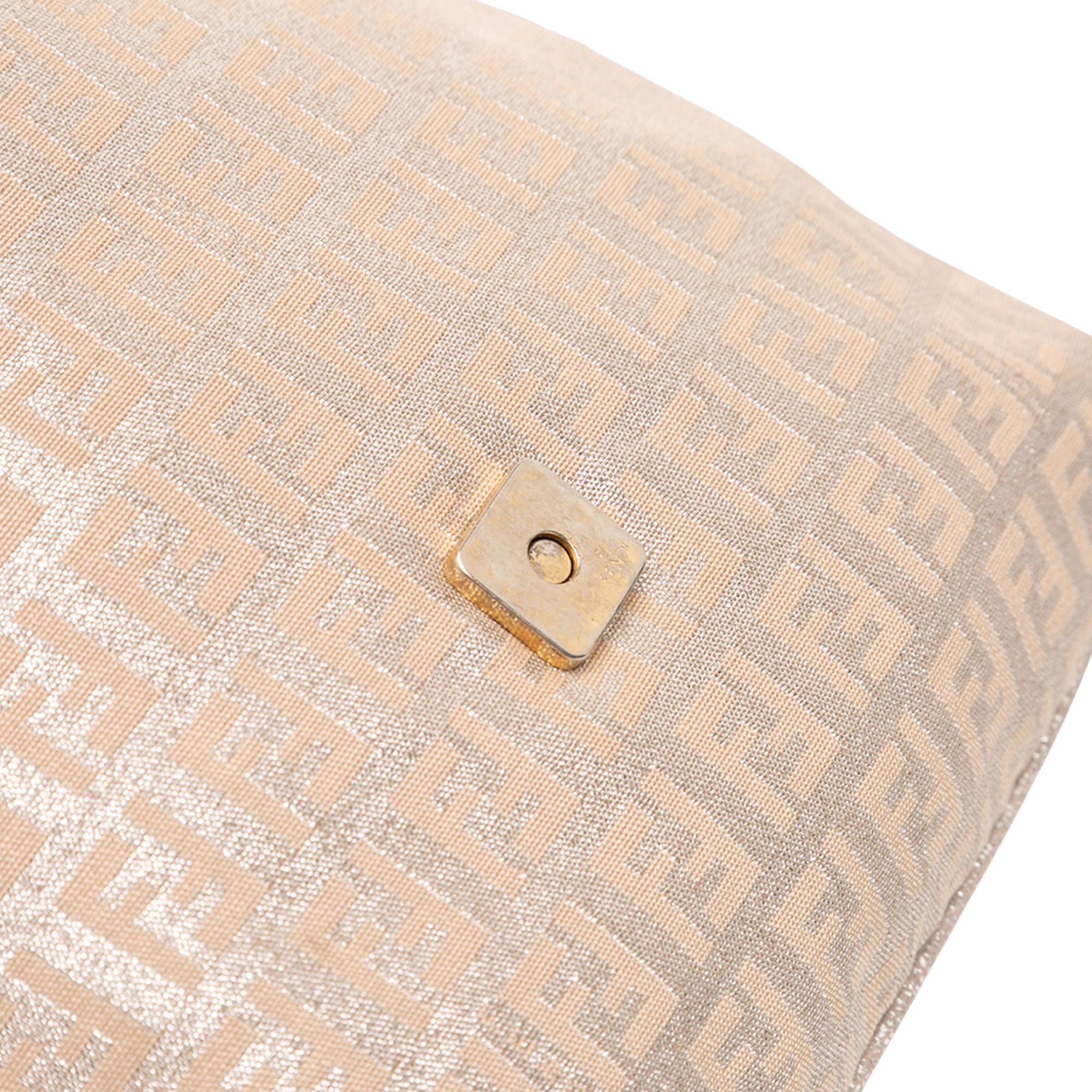Fendi Zucchino Metallic Canvas Flap Crossbody
