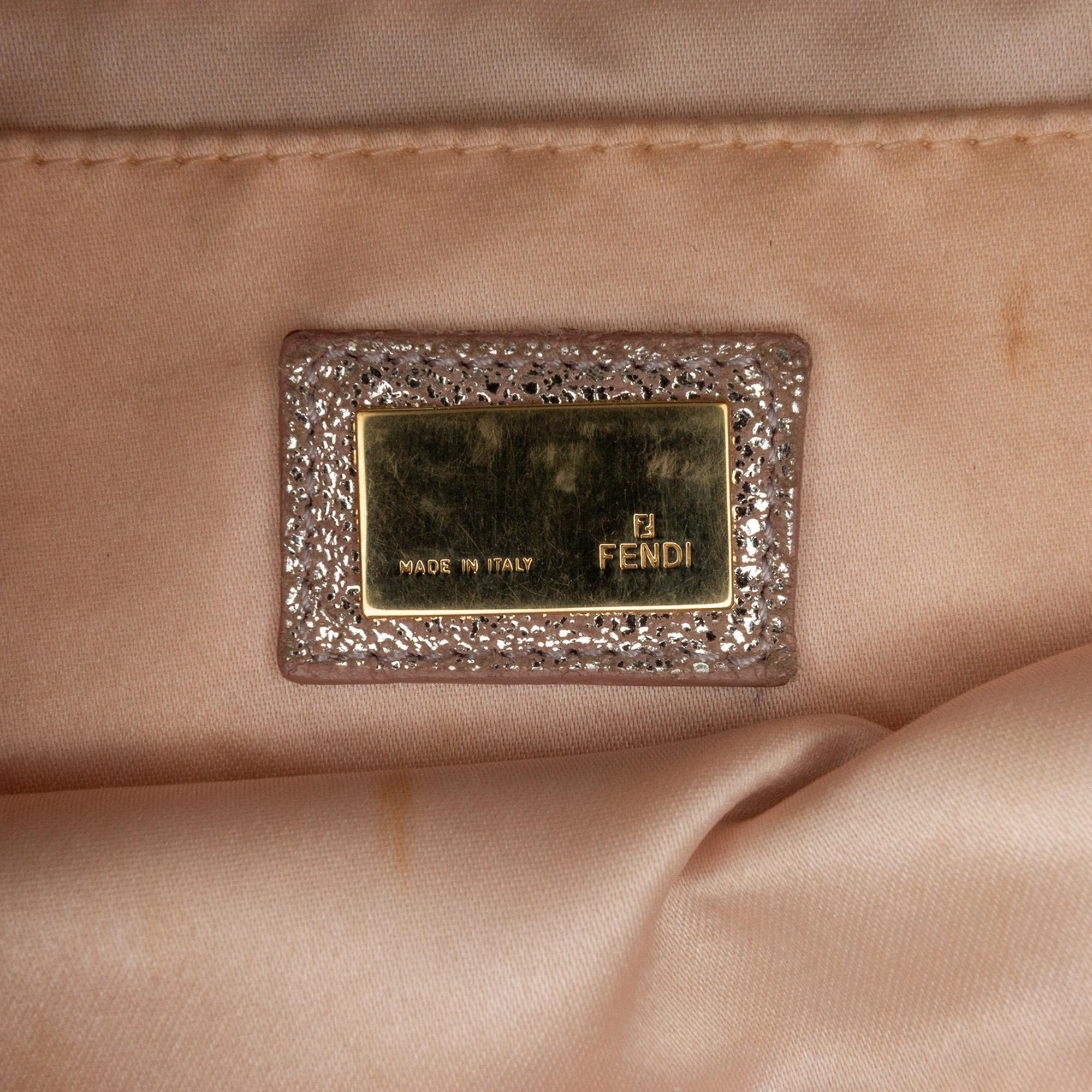 Fendi Zucchino Metallic Canvas Flap Crossbody