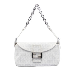 Fendi Zucchino Spalmati Double Flap Chain Shoulder Bag