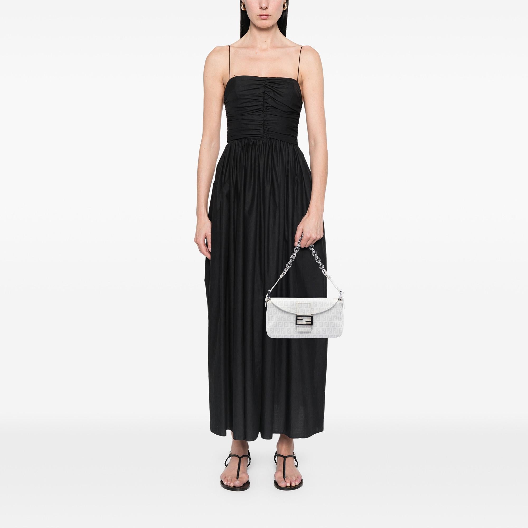 Fendi Zucchino Spalmati Double Flap Chain Shoulder Bag