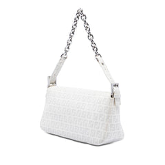 Fendi Zucchino Spalmati Double Flap Chain Shoulder Bag