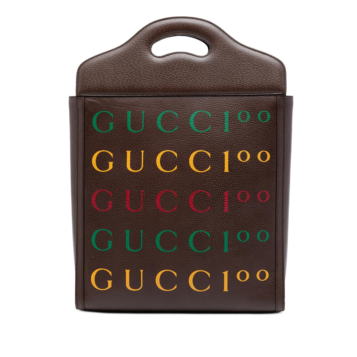 Gucci 100th Anniversary Textured Calfskin Logo Convertible Tote