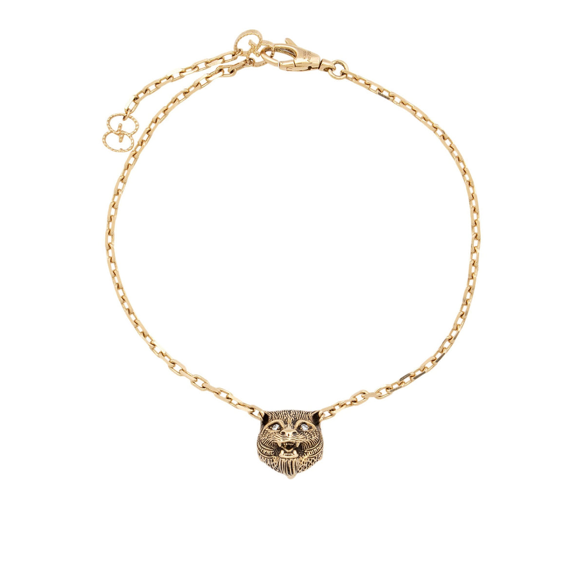 Gucci 18k Gold Diamond Onyx Le Marche Des Merveilles Feline Bracelet