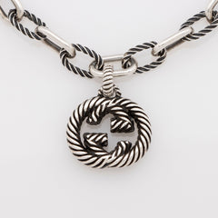 Gucci Aged Sterling Silver Interlocking G Twisted Chain Bracelet
