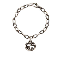 Gucci Aged Sterling Silver Interlocking G Twisted Chain Bracelet