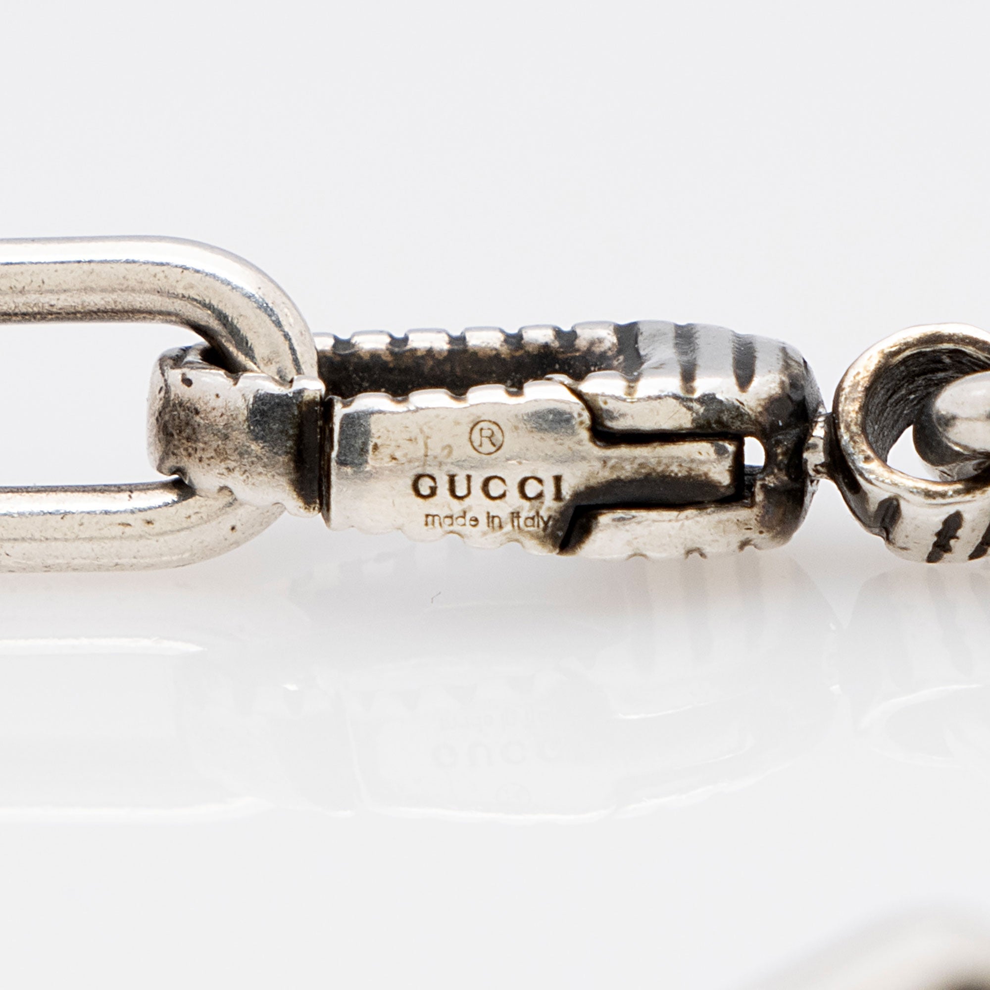 Gucci Aged Sterling Silver Interlocking G Twisted Chain Bracelet