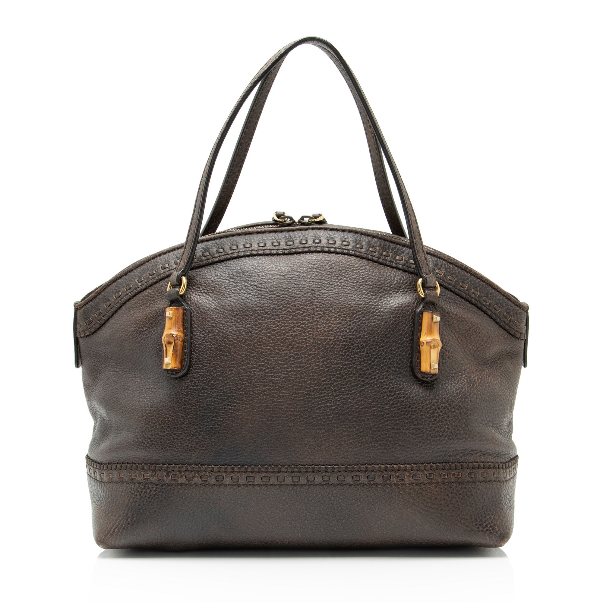 Gucci Calfskin Bamboo Laidback Crafty Dome Satchel