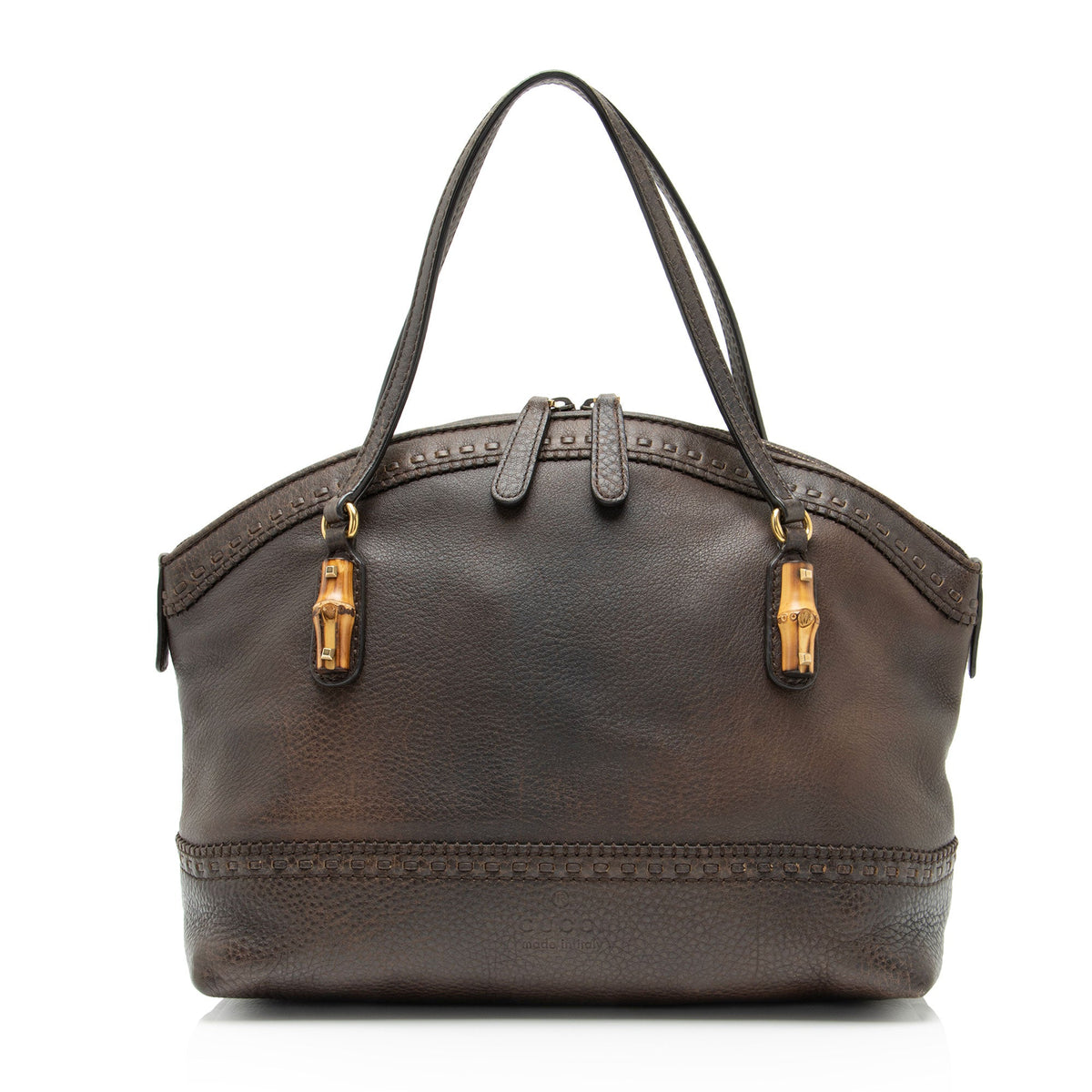 Gucci Calfskin Bamboo Laidback Crafty Dome Satchel