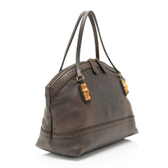 Gucci Calfskin Bamboo Laidback Crafty Dome Satchel