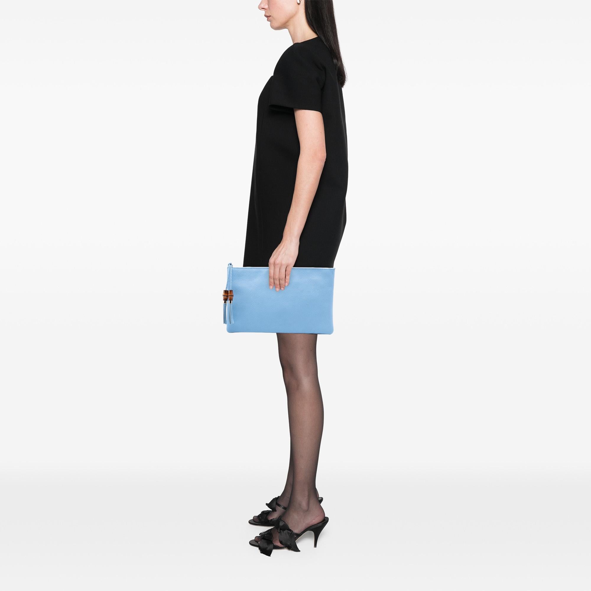 Gucci Calfskin Bamboo Tassel Clutch